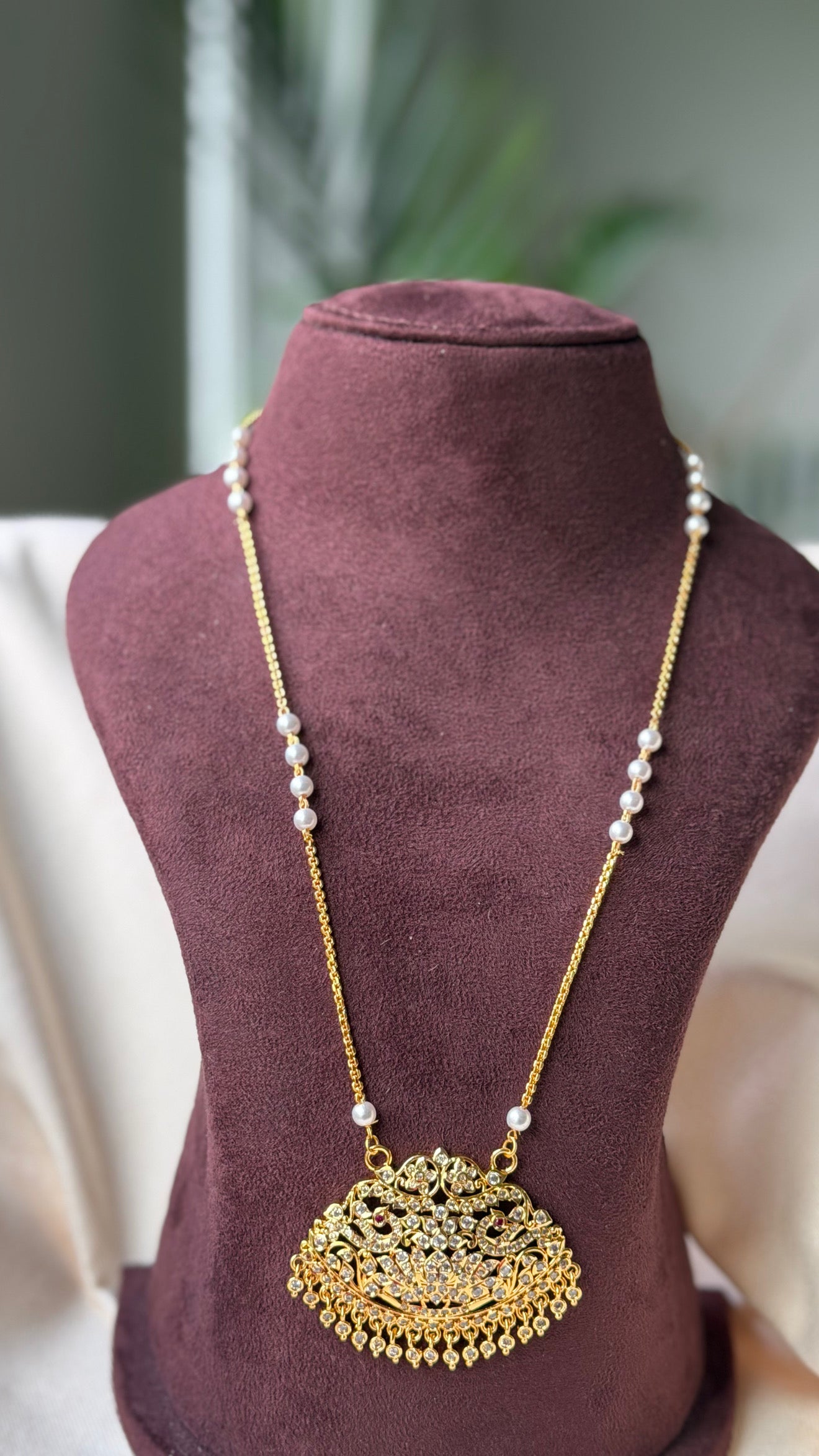 Peacock design white stone and ruby stone Haram