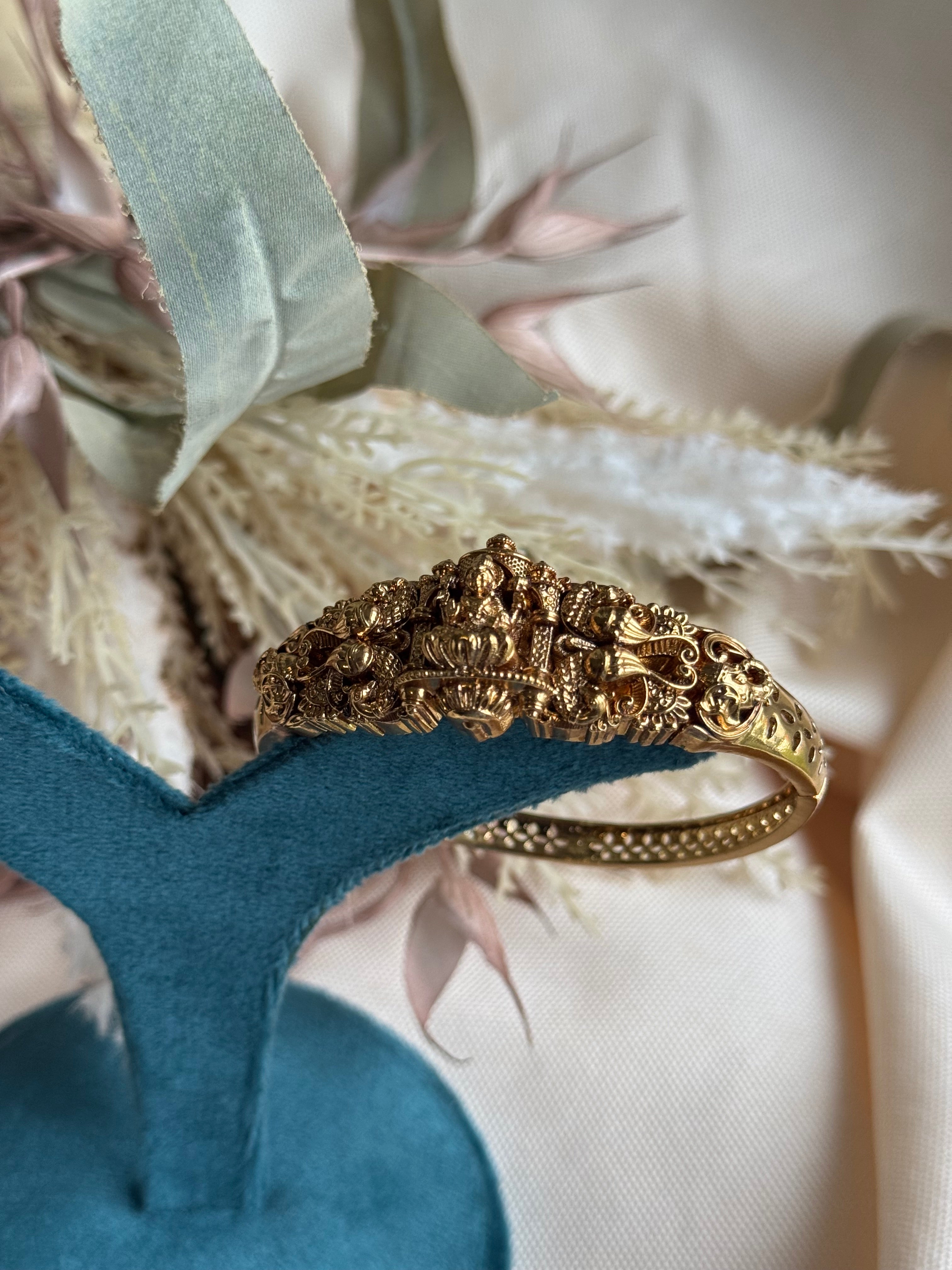 Premium Nakshi Temple Kada with Lakshmi Motif - Openable Design