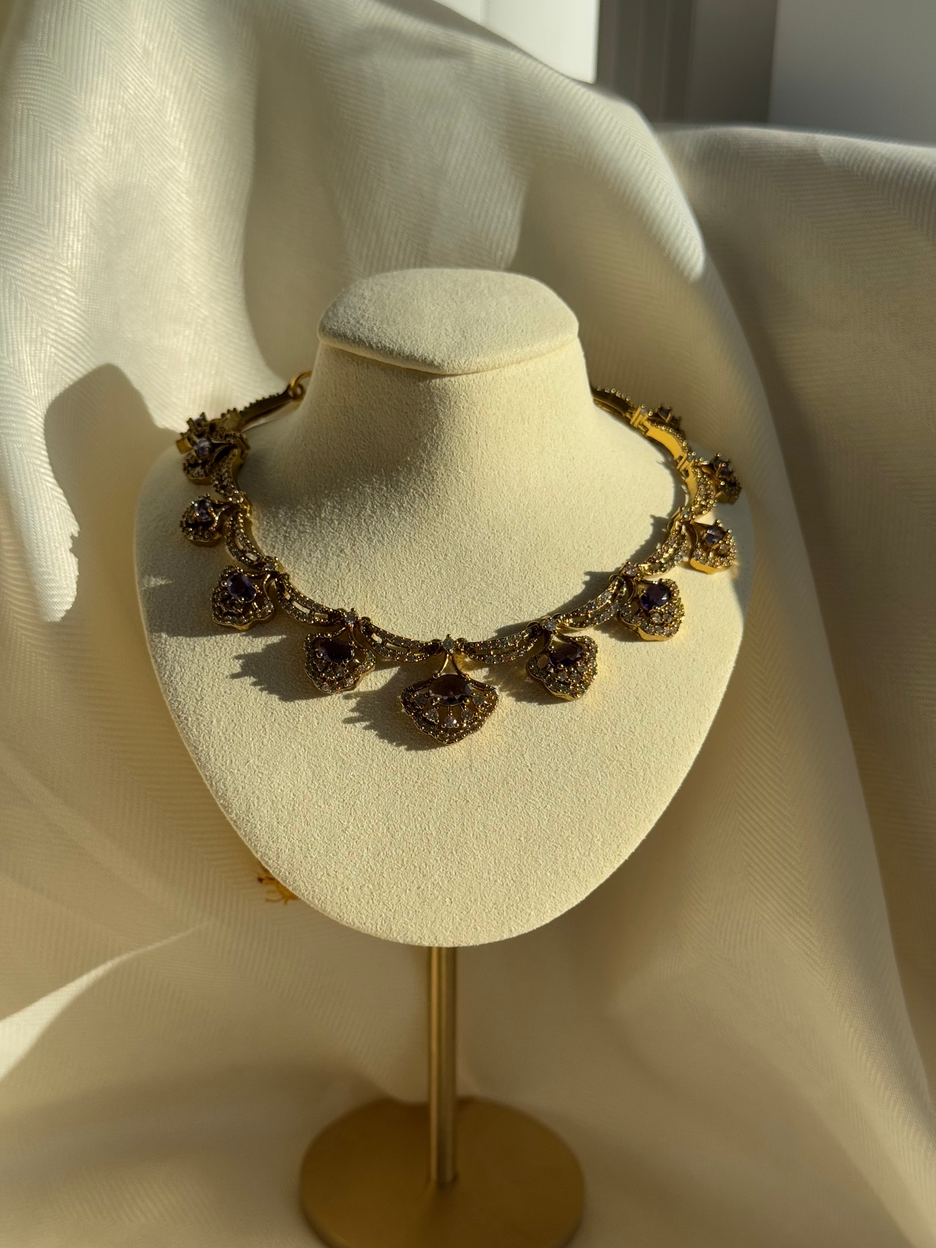 Diamond Uncut Necklace - Purple