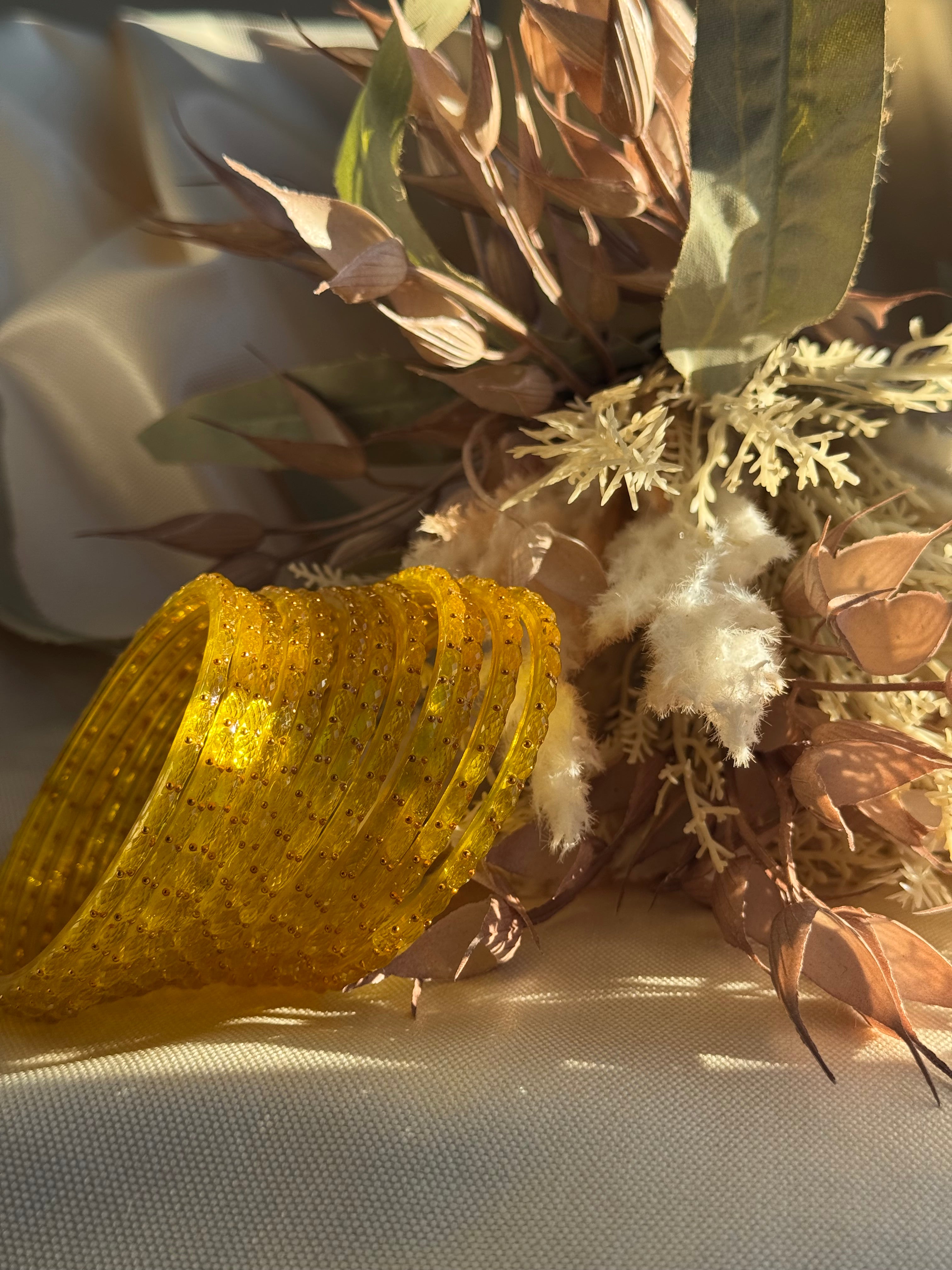 Raindrop Glass Bangle- Lemon Yellow