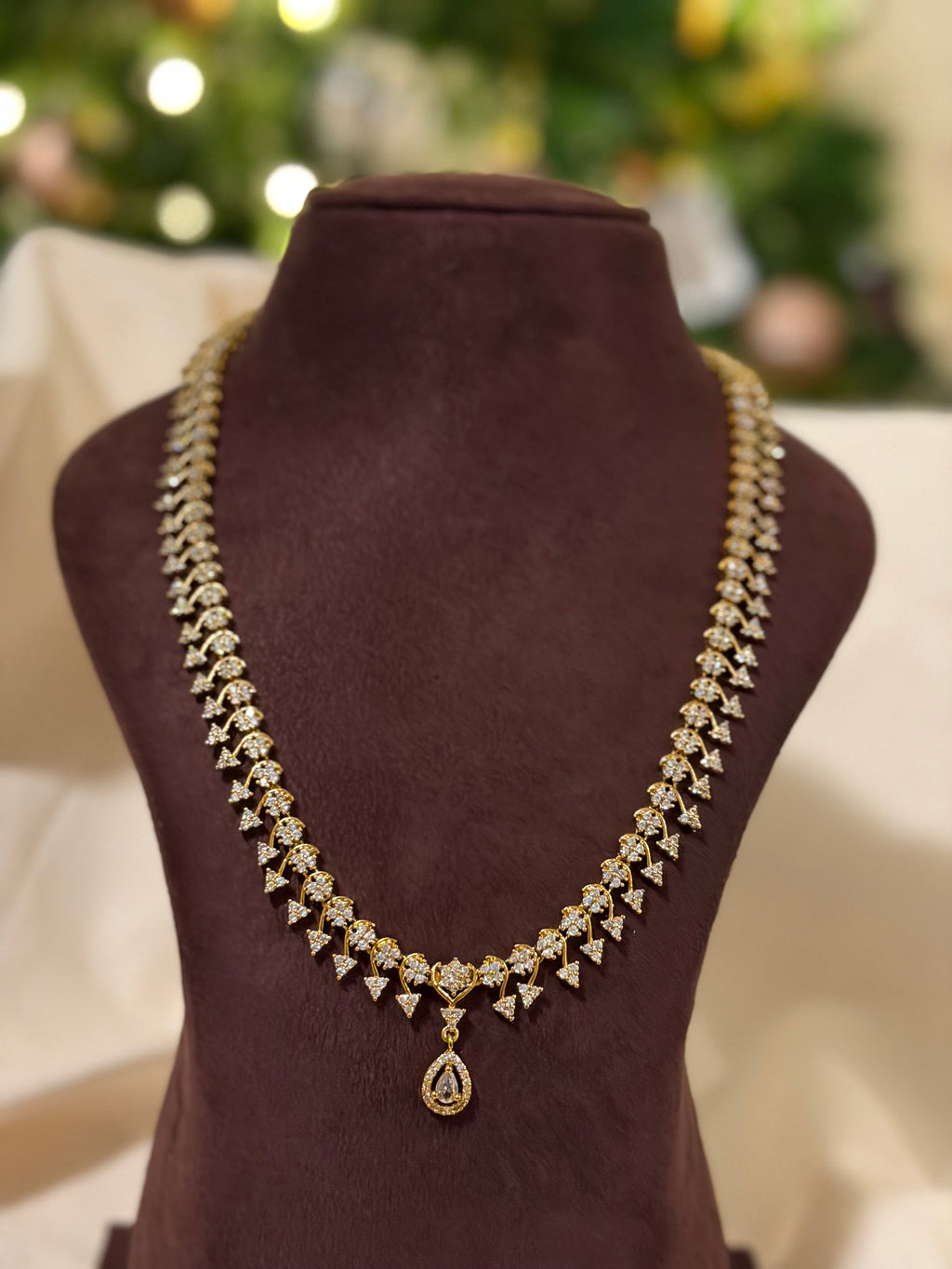 AD Diamond Long Necklace Set