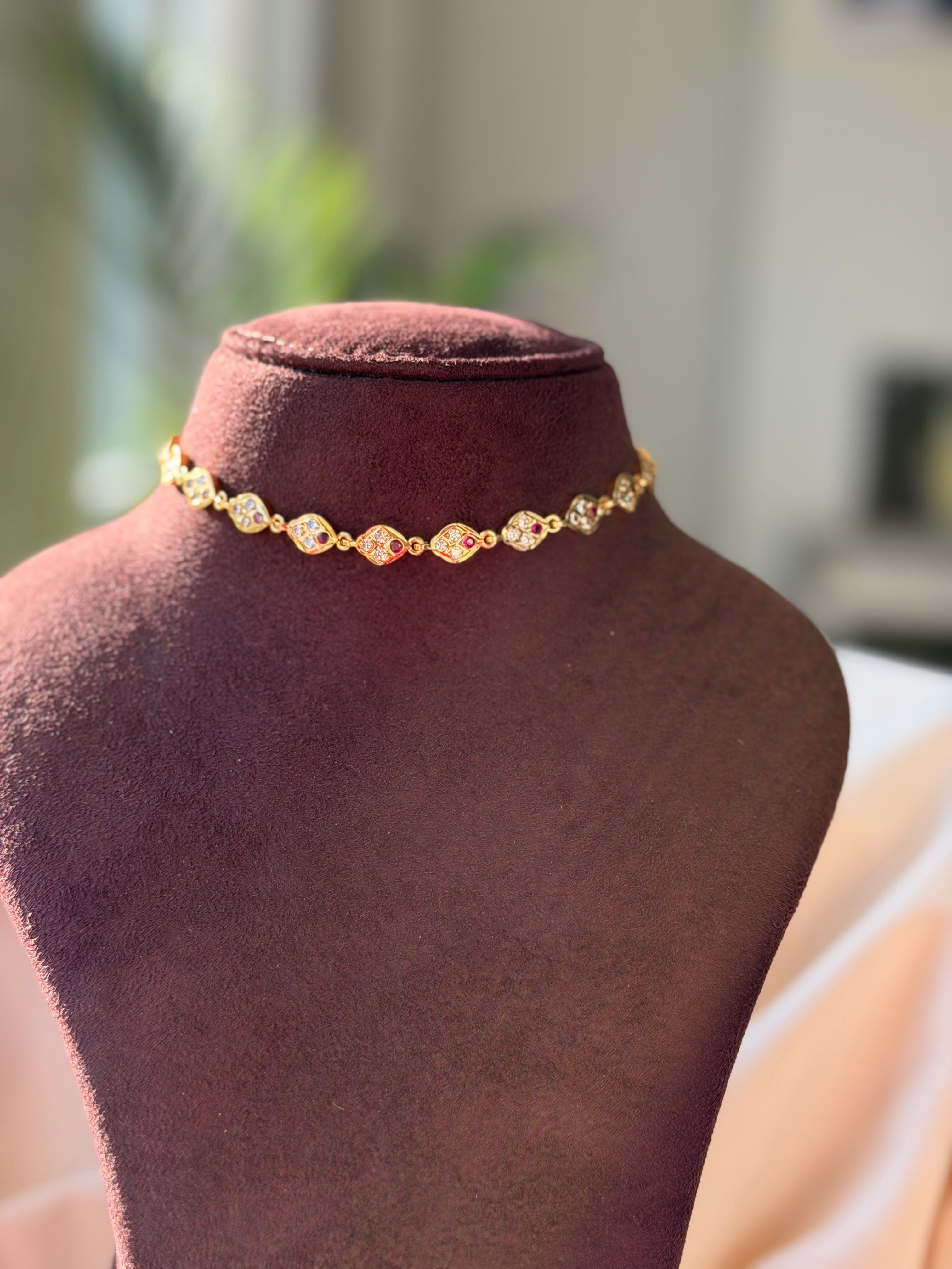 Naksha- White and Ruby stone Choker