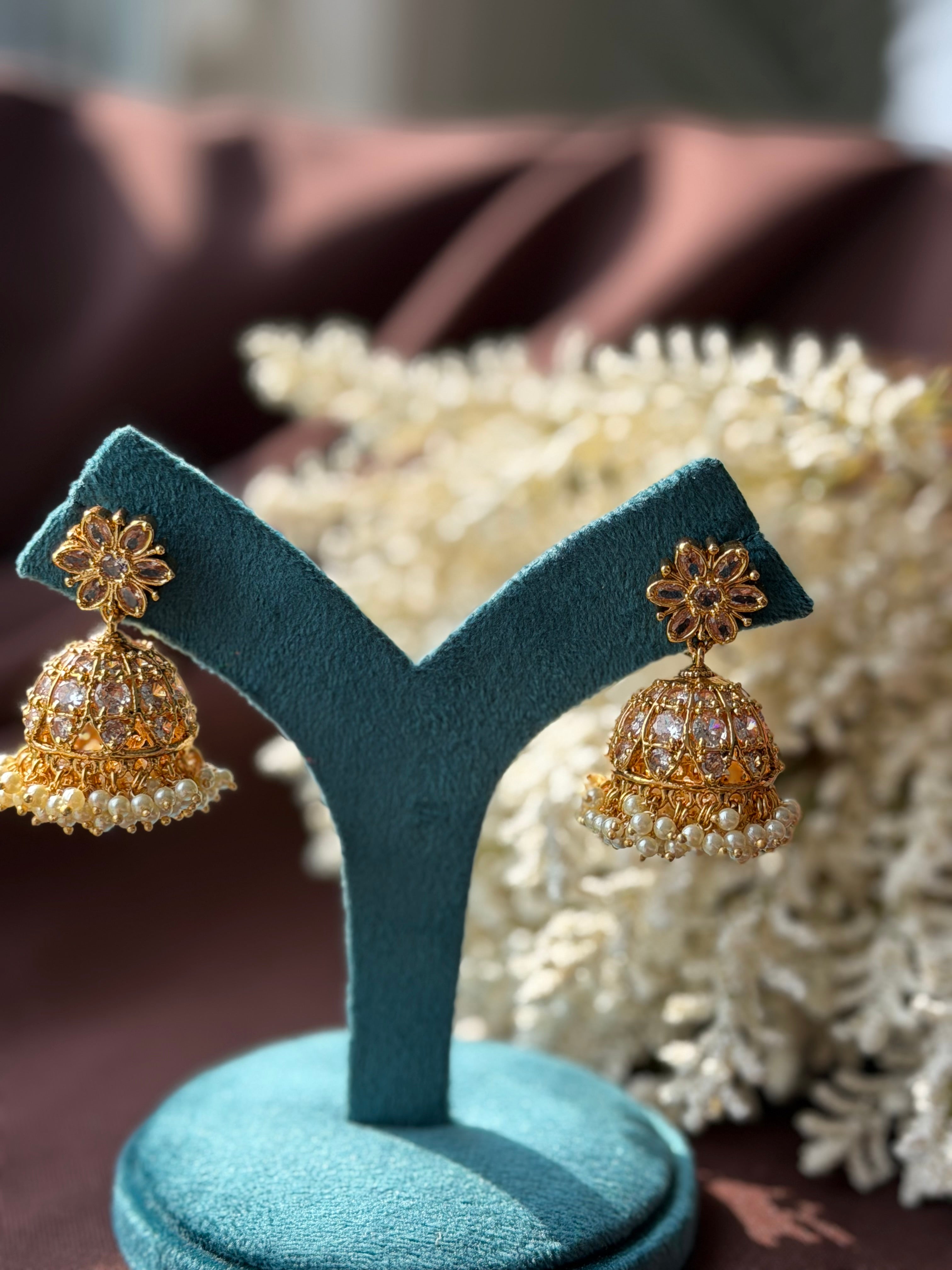 White stone pearl Jhumki