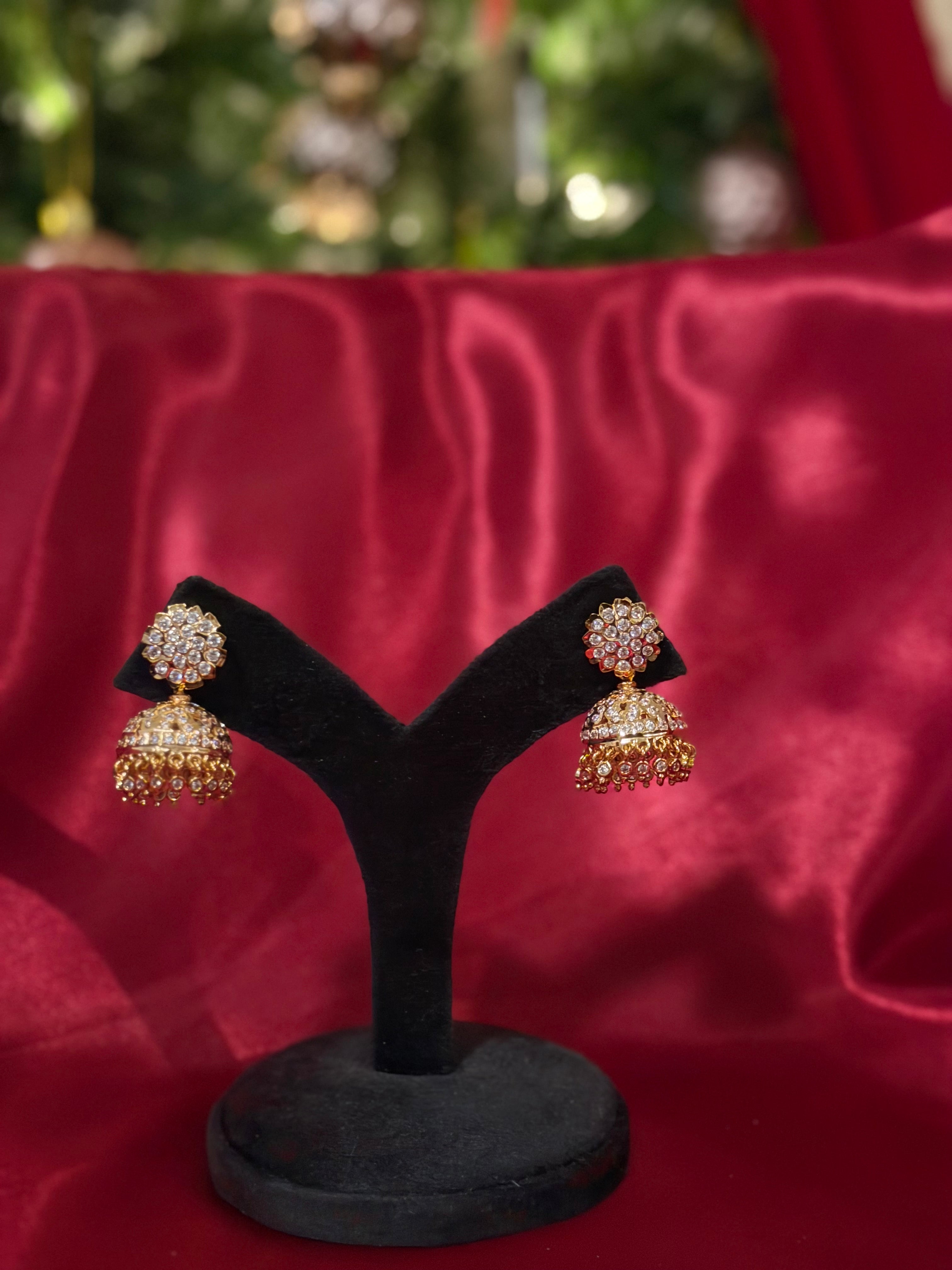 White Impoun Jhumki - Medium Size