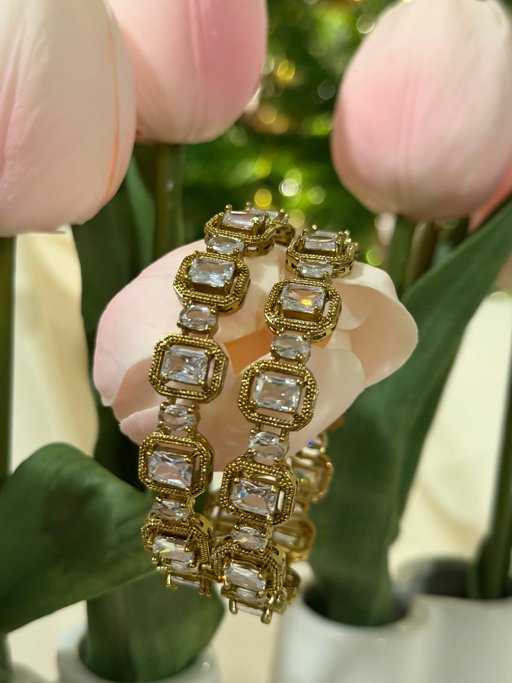 Kavi- AD Stone Bangles – White