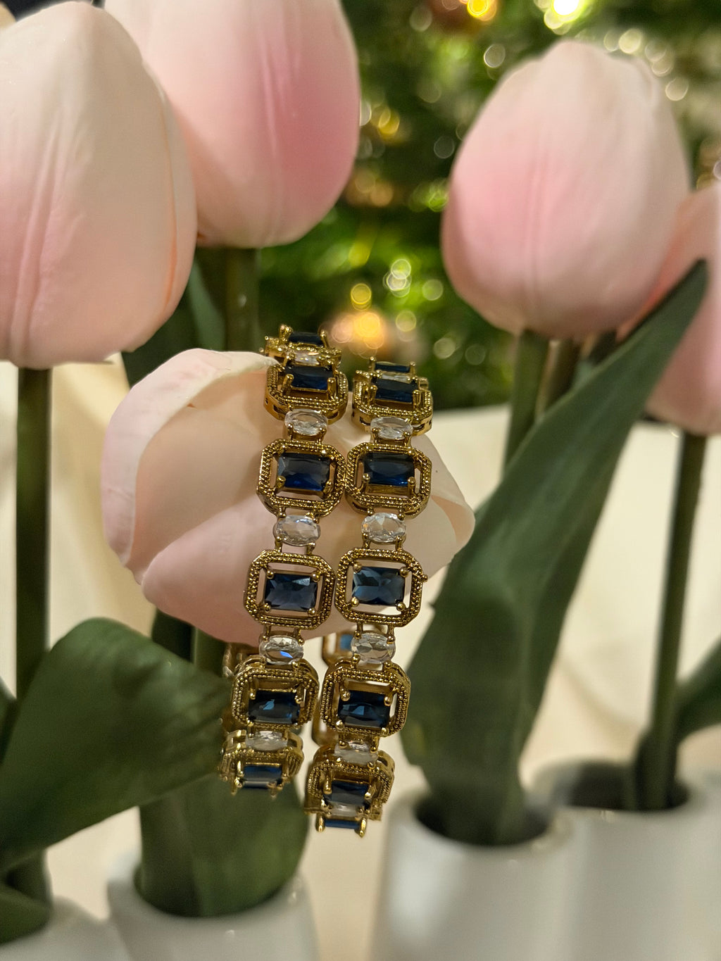 Kavi- AD Stone Bangles – Navy Blue