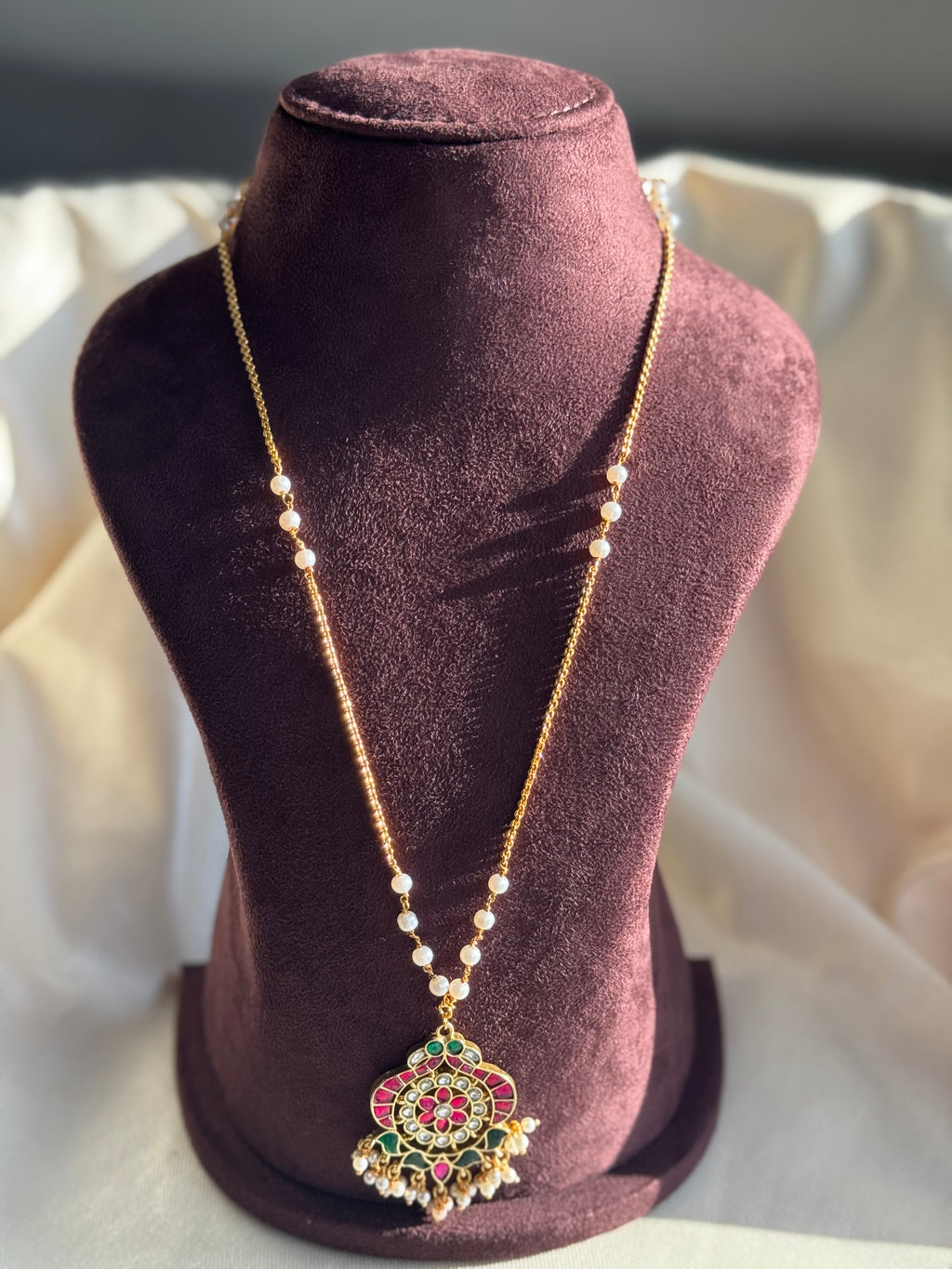 Jadau Kundan Red and Green Haram