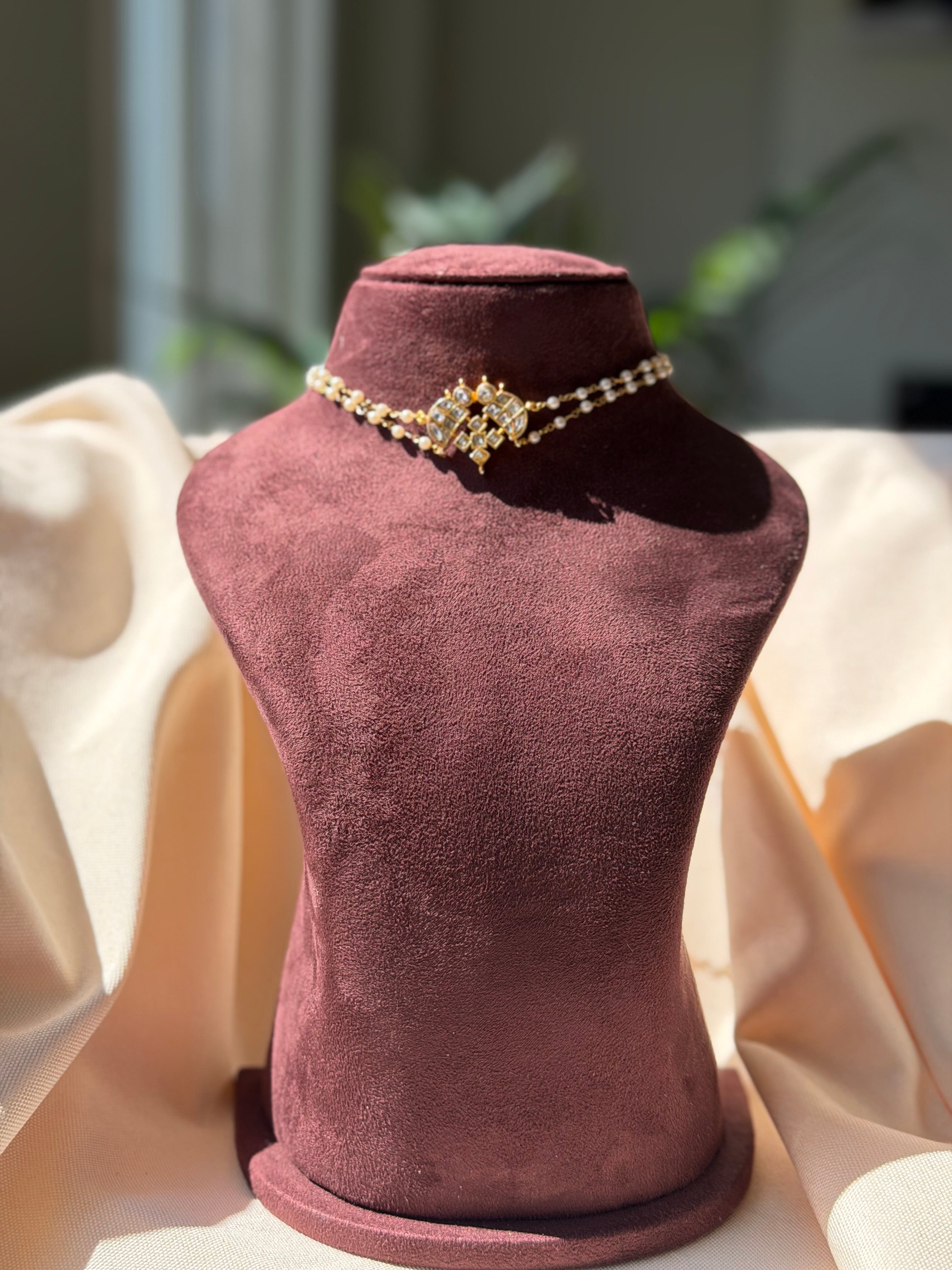 2-line white Stone Kundan Choker
