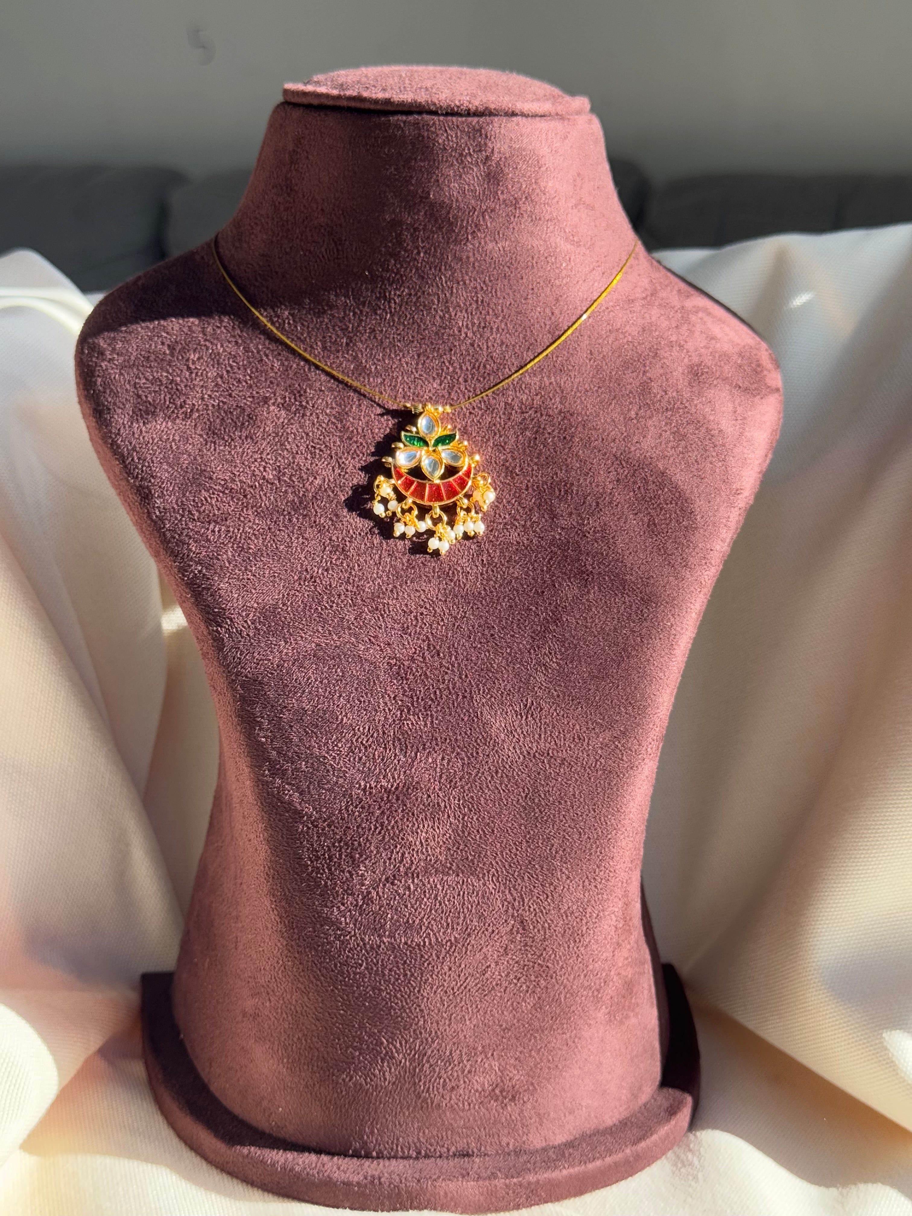 Half Moon Style Pendant Invisible Chain with pearl beads