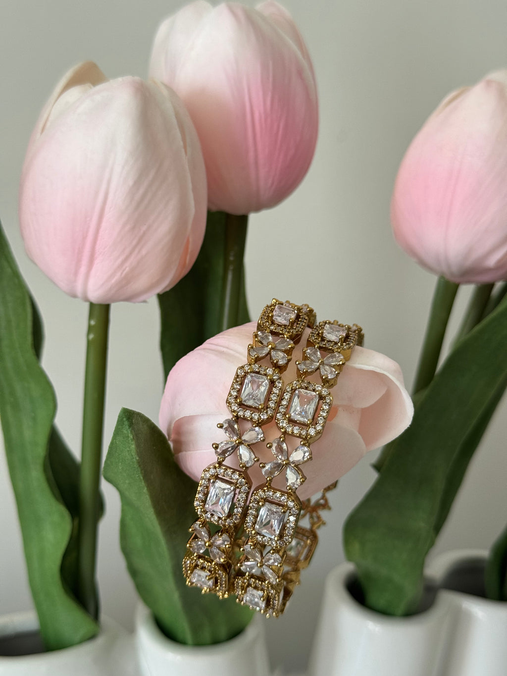 Victorian AD Stone Bangles – White