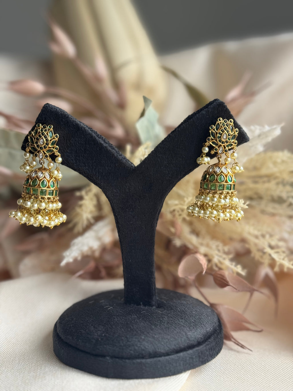 Lotus Kemp Jhumki - Green