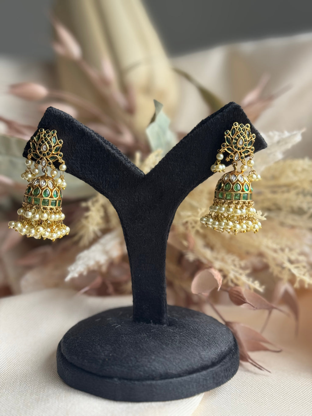 Lotus Kemp Jhumki - Green