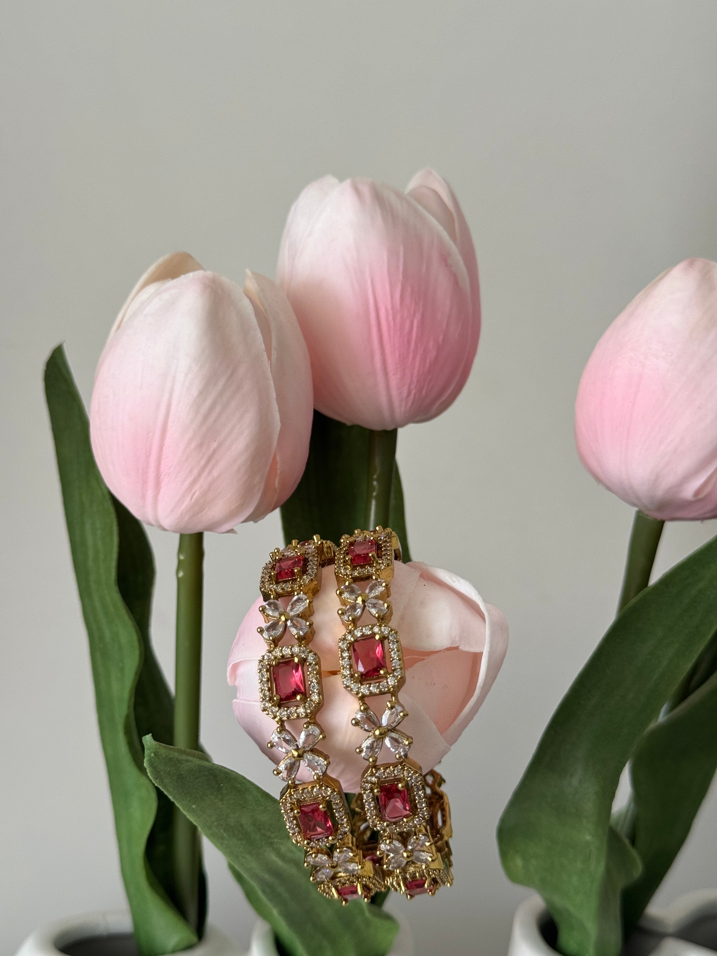 Victorian AD Stone Bangles – Red