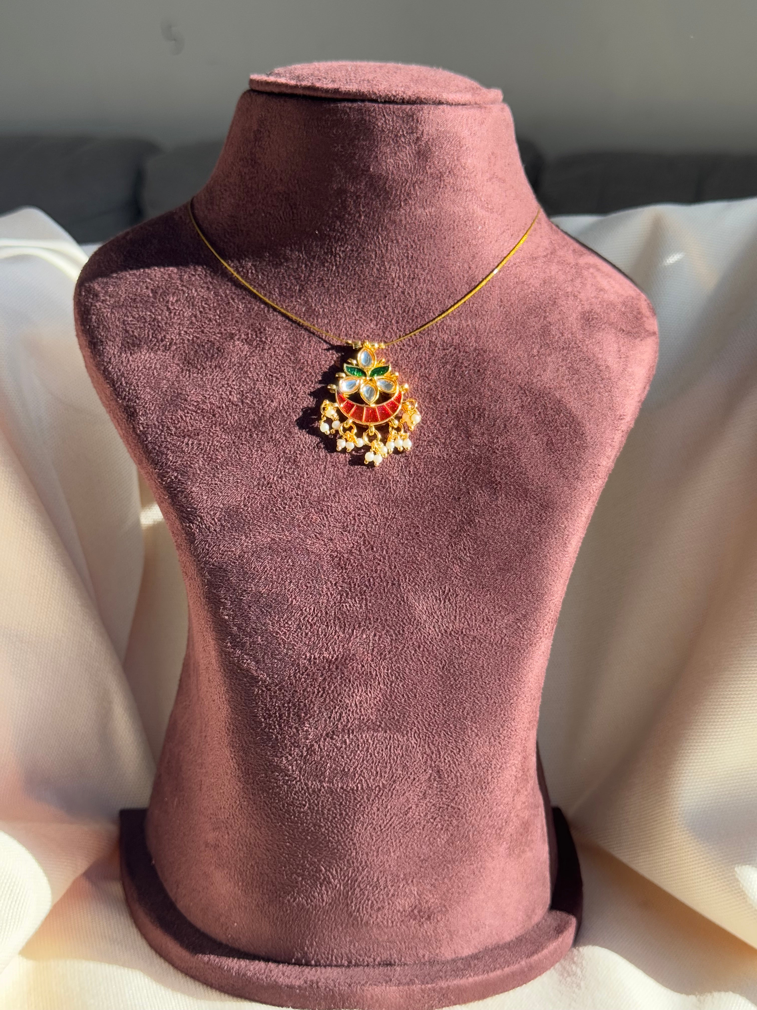 Half Moon Style Pendant Invisible Chain with pearl beads