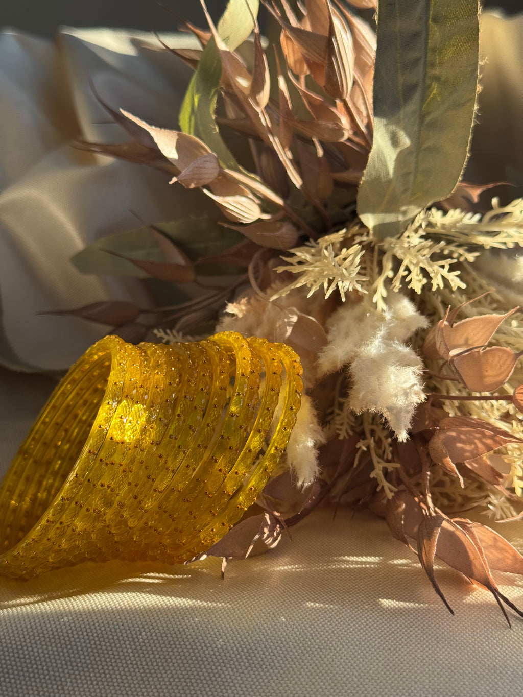 Raindrop Glass Bangle- Lemon Yellow