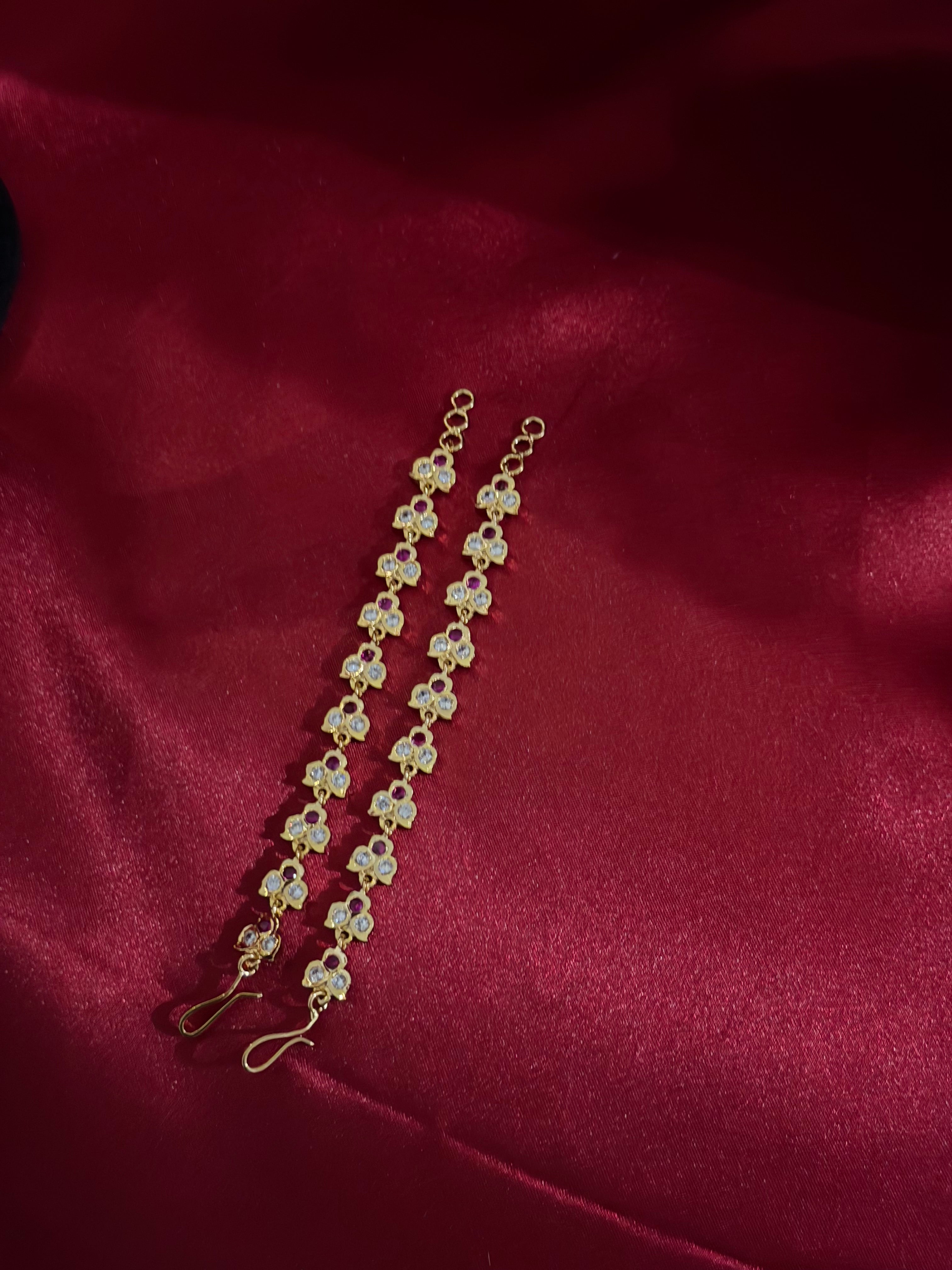 Gold Plated Ruby And White Stone- Impoun Ear Mattle