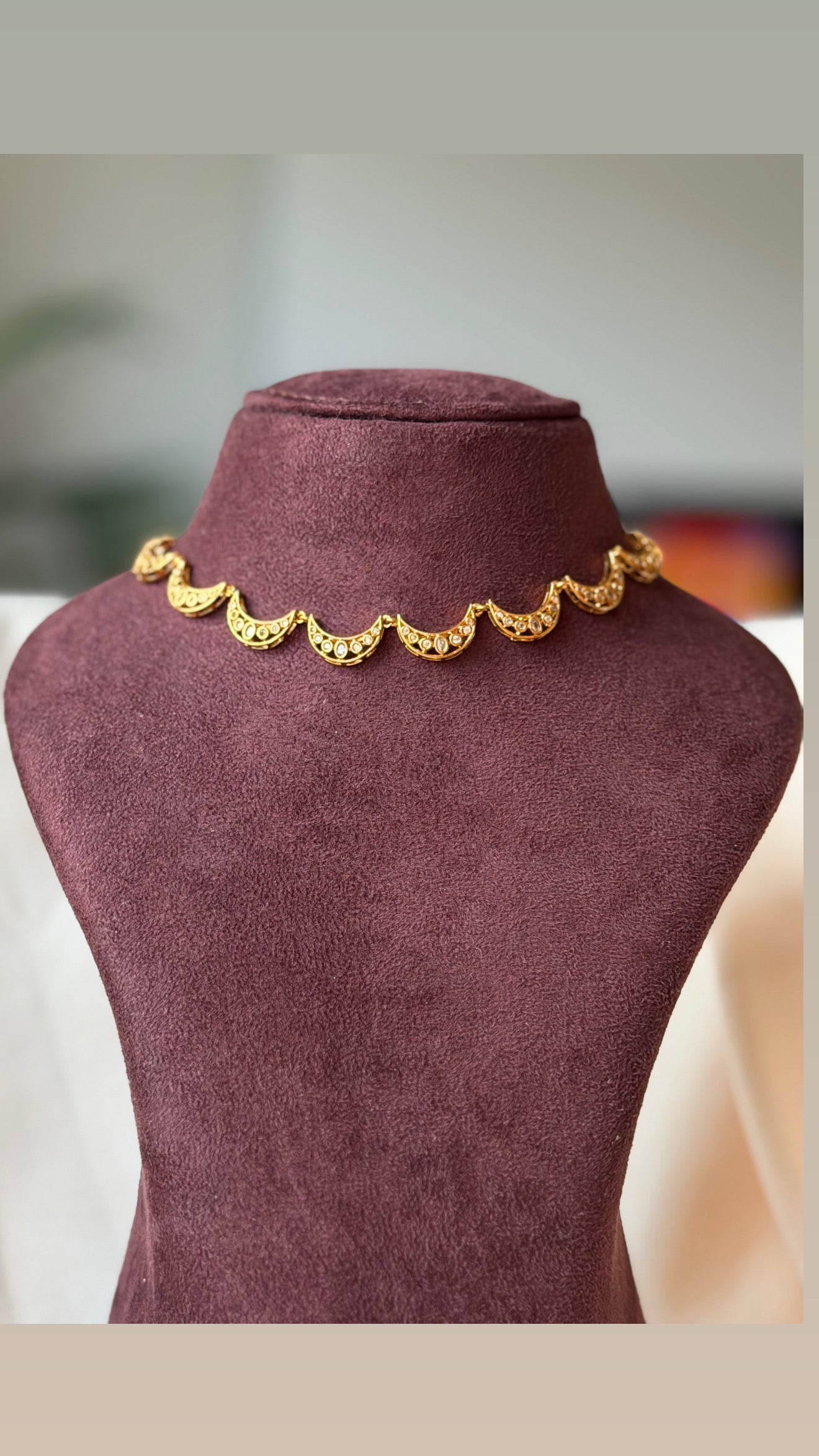 Moon Shape Gold Neckalce set