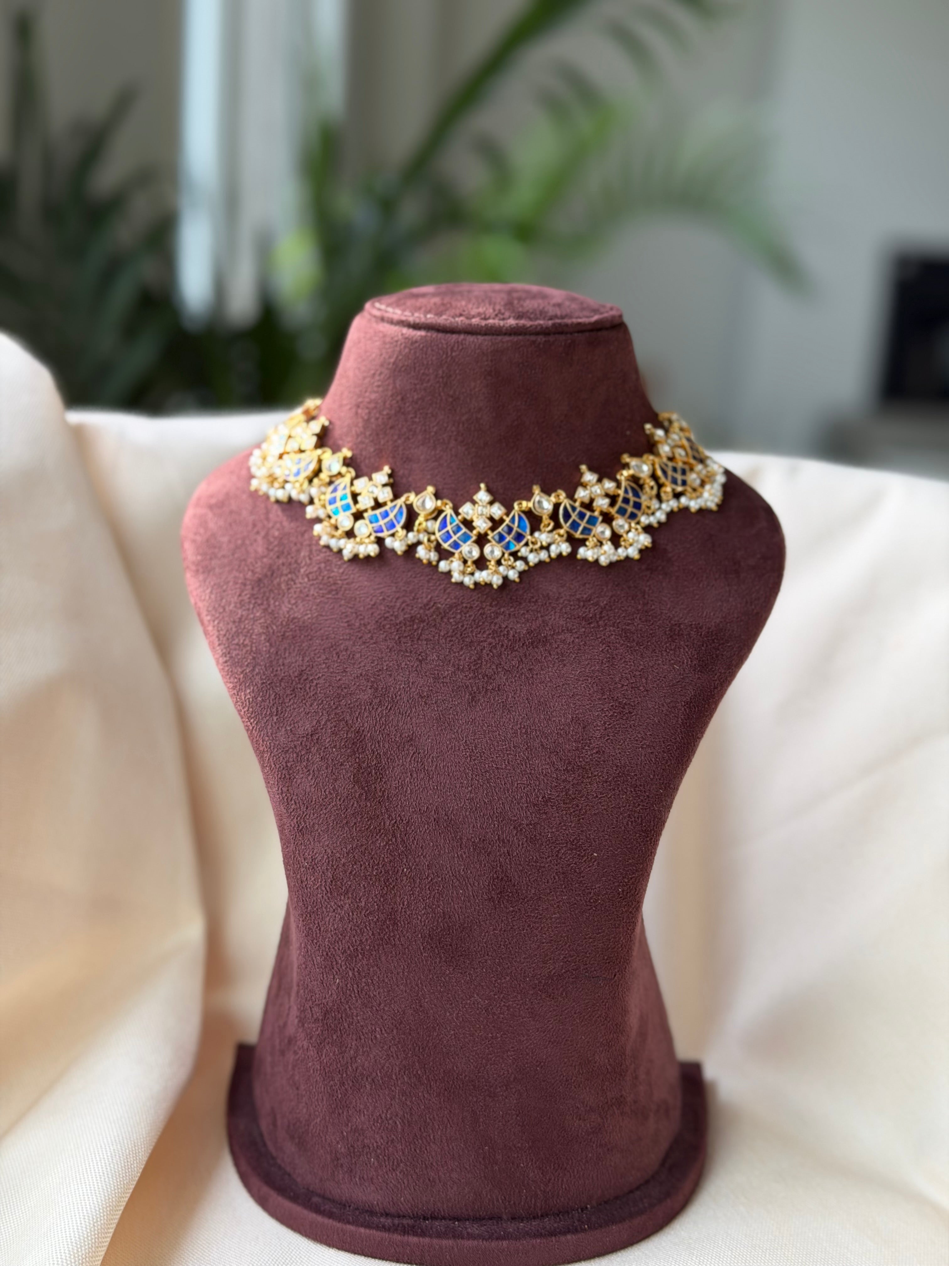 Navy blue Kundan Necklace