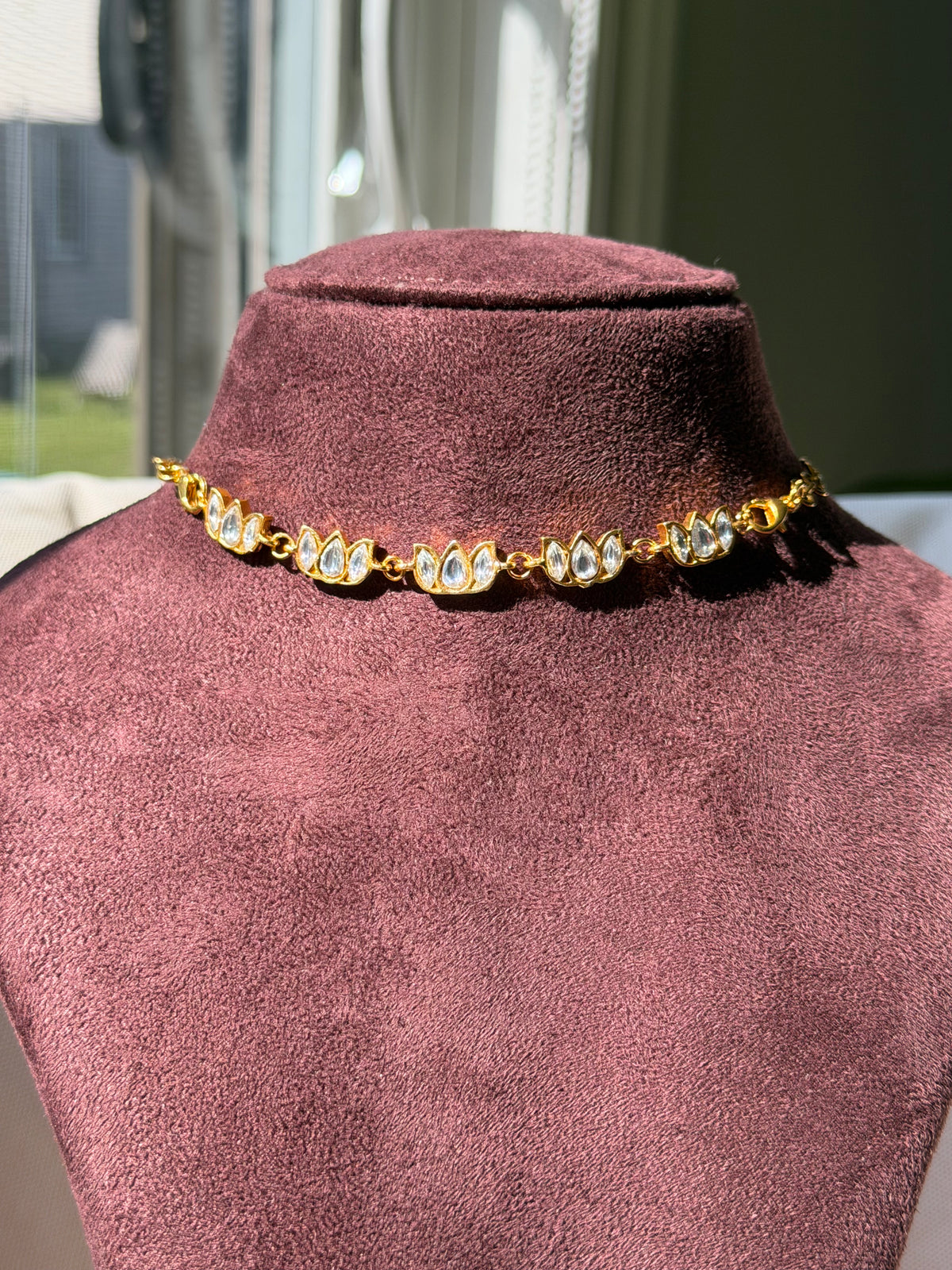 Lotus White Stone Kundan Choker