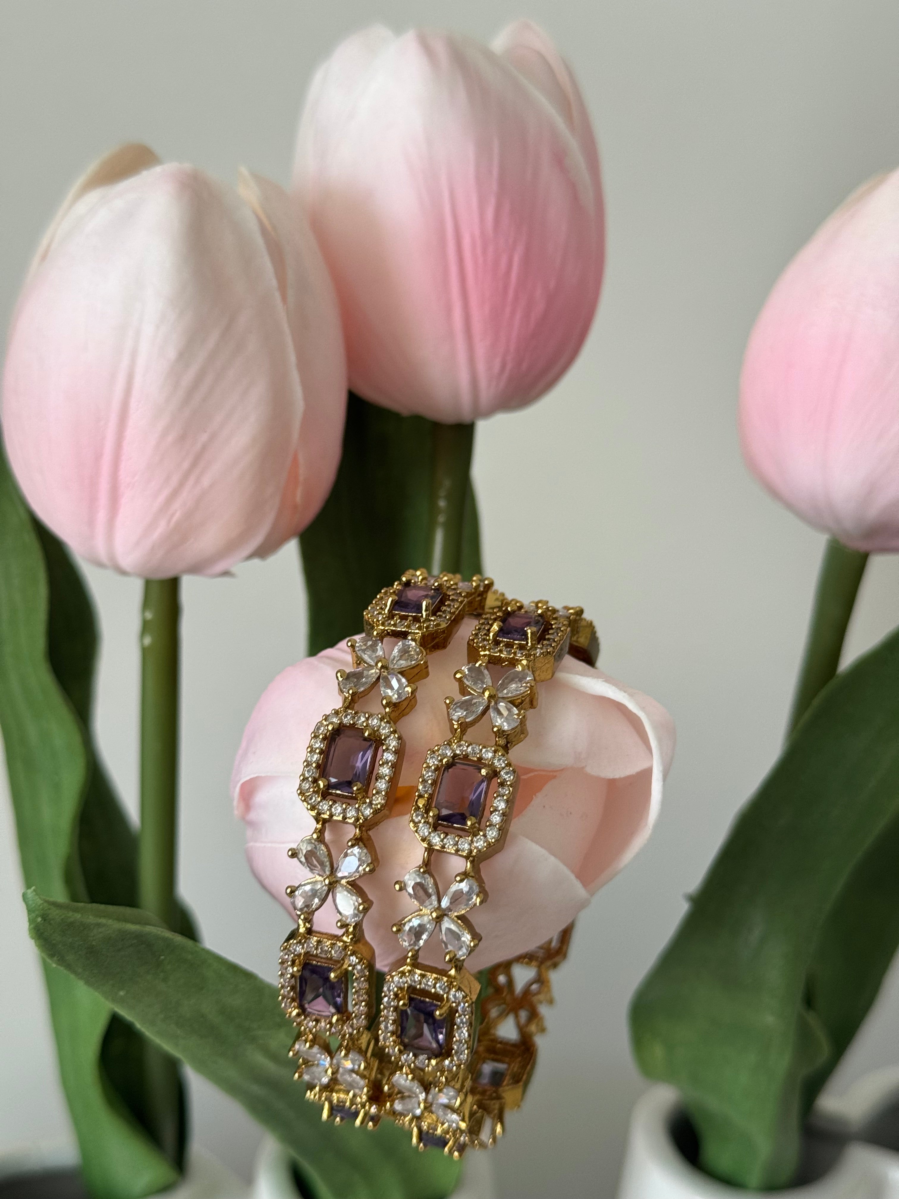 Victorian AD Stone Bangles – Purple