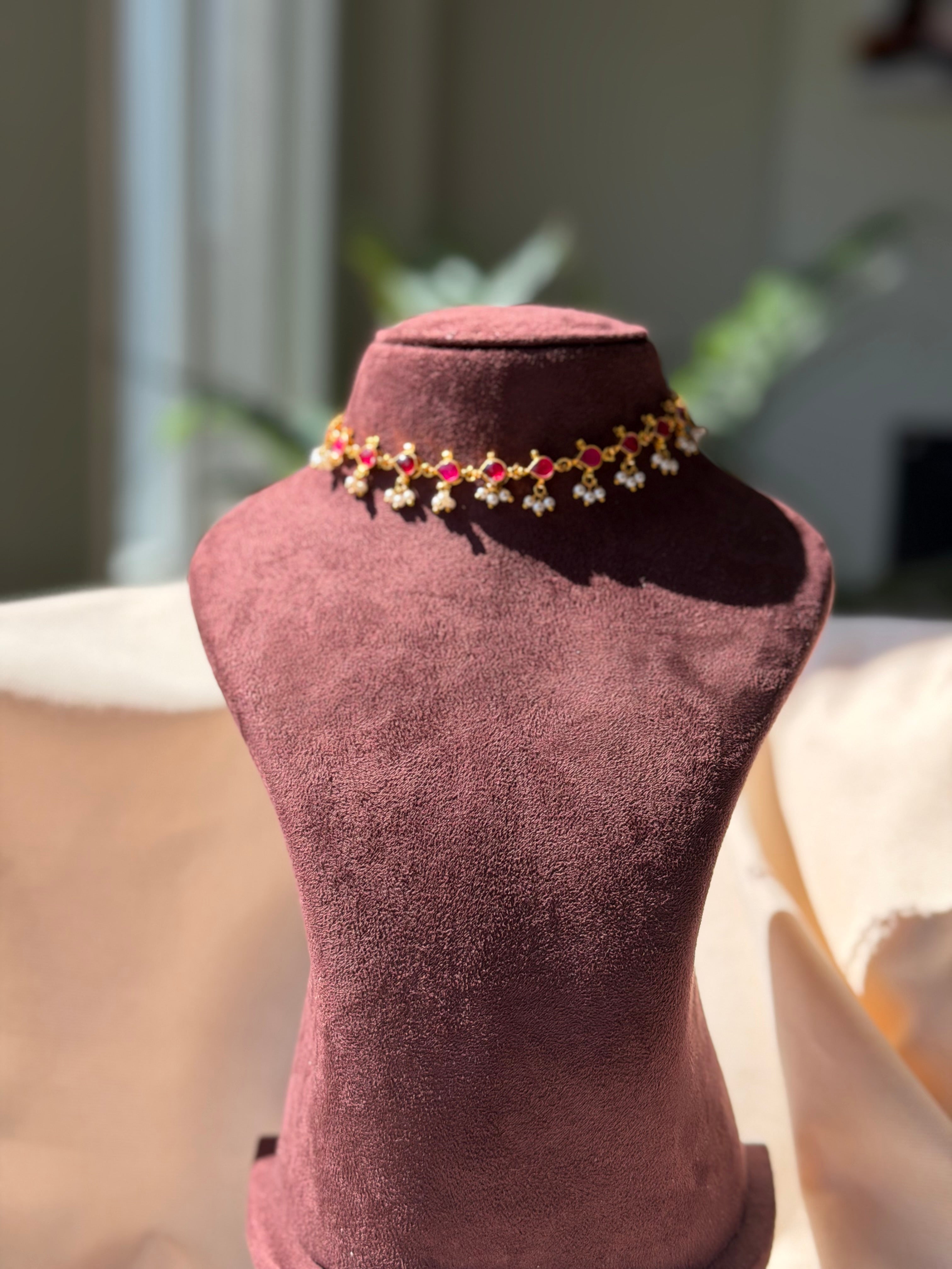 Ruby and white Kundan Choker
