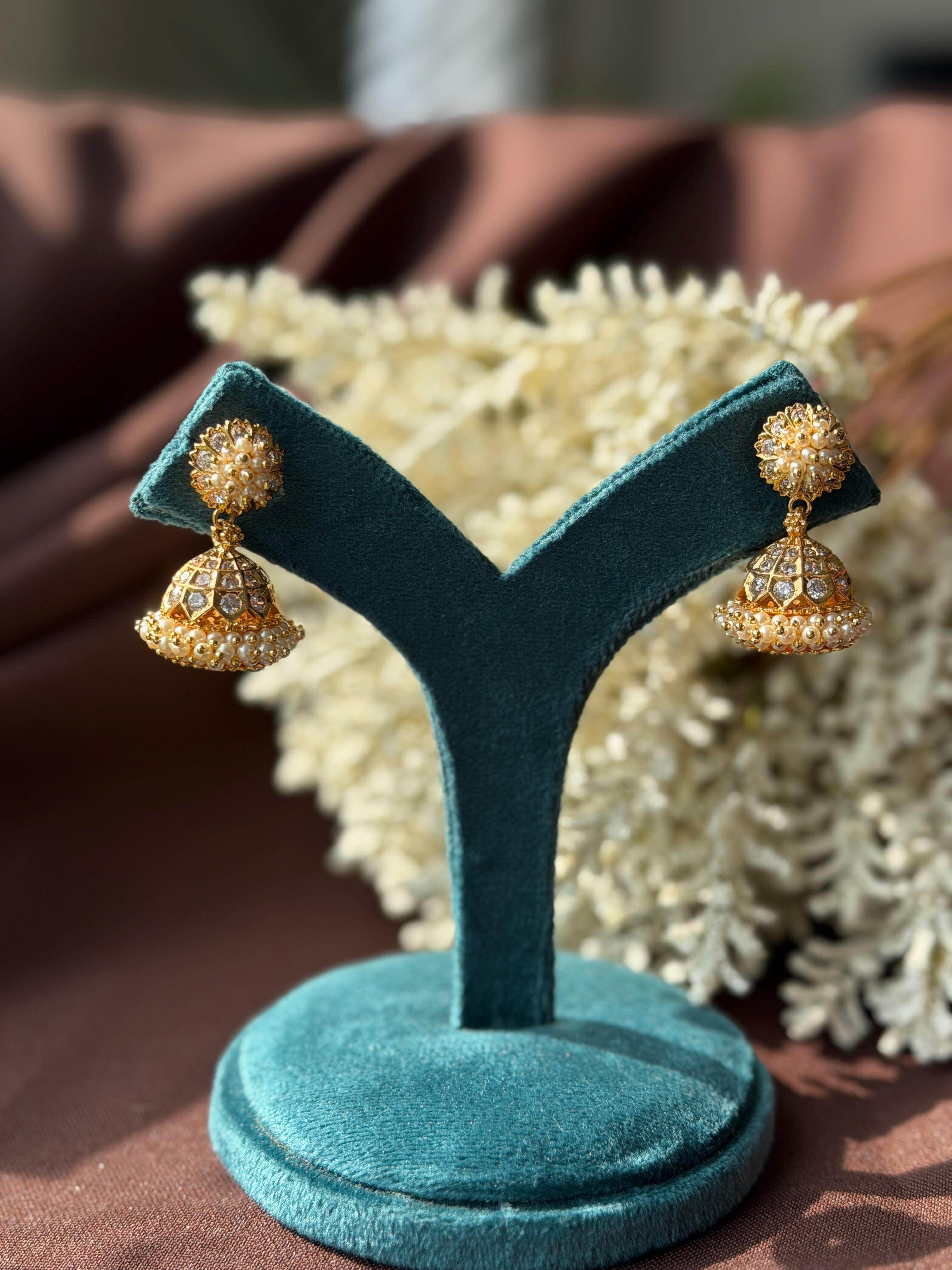 White Pearl Jhumki- Small