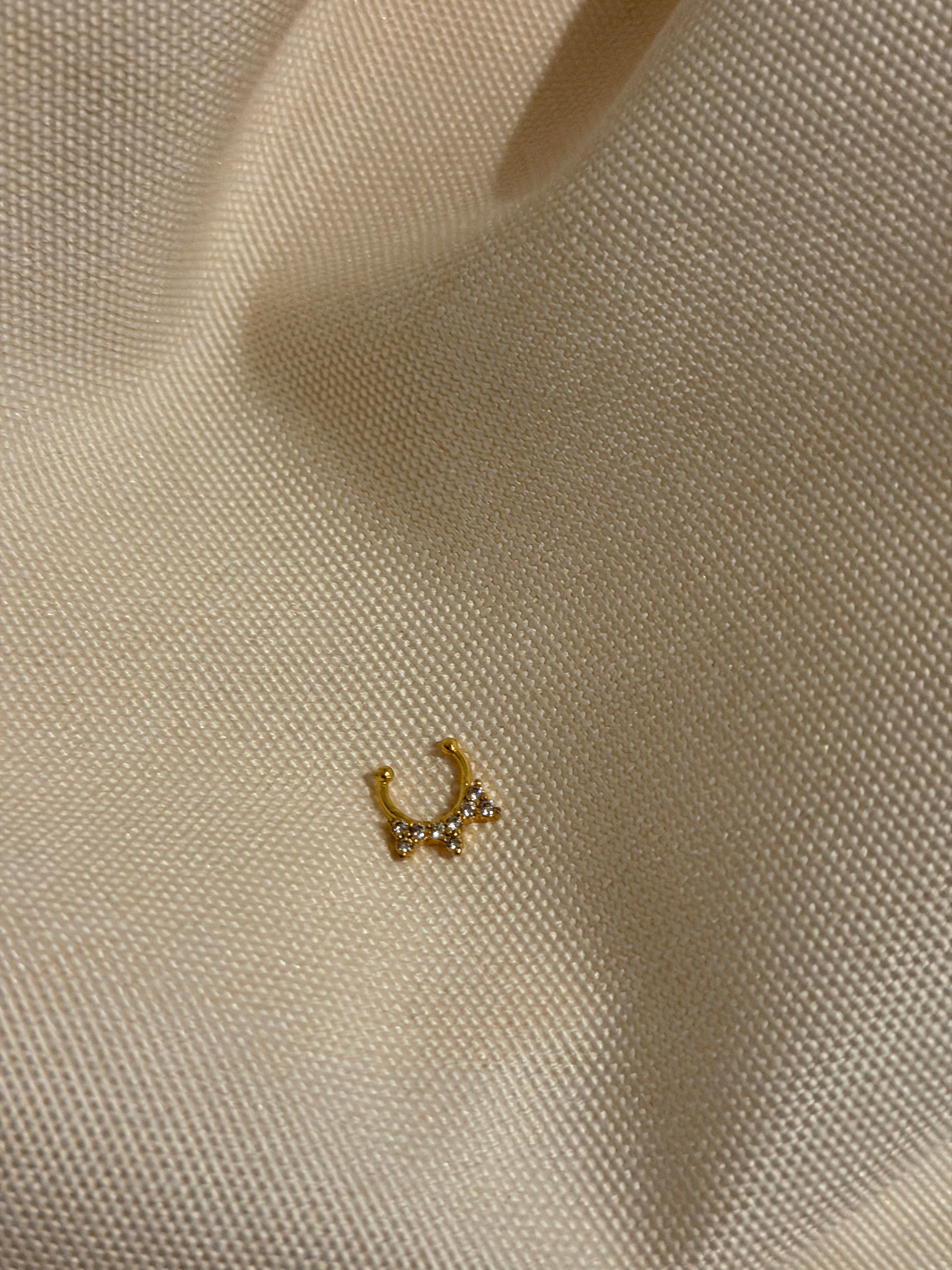 Nose pin- Half round White Stone
