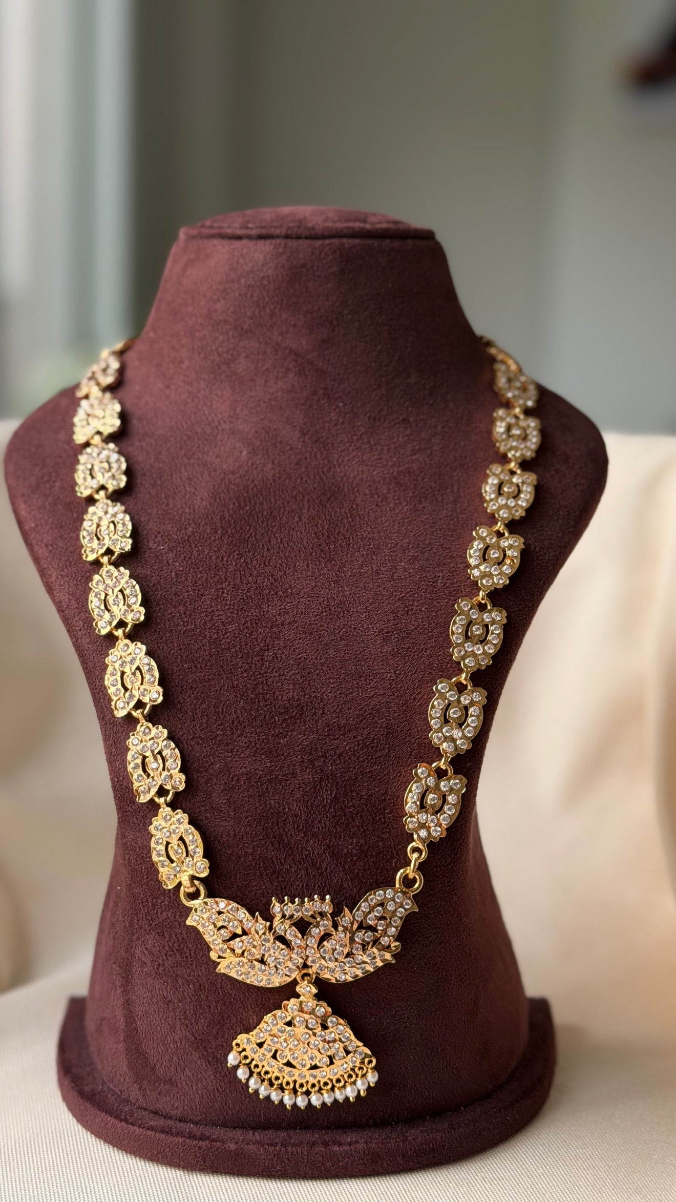 White Stone Impoun Haram with Pearl Beads