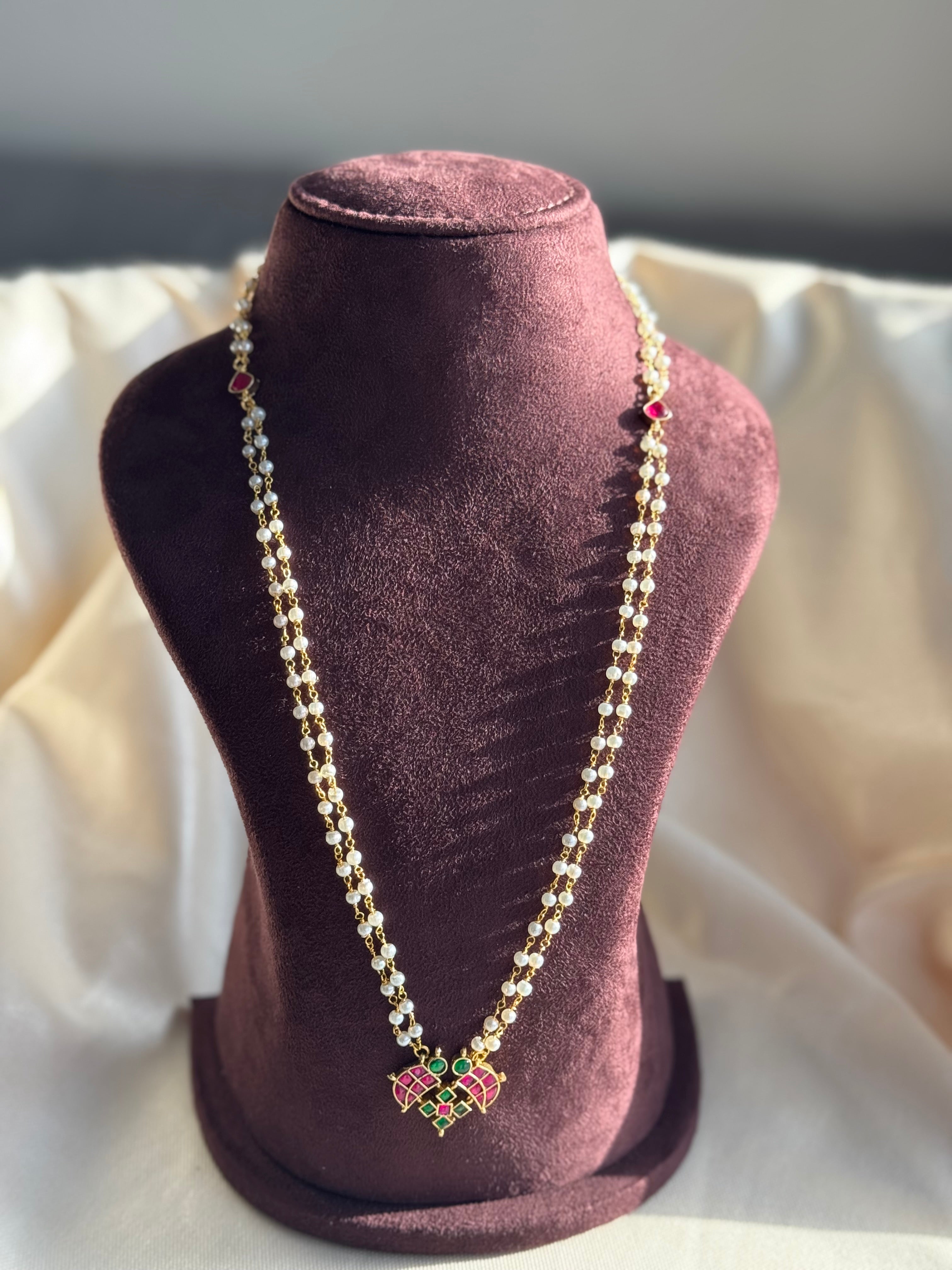 Long Pearl Kundan Haram