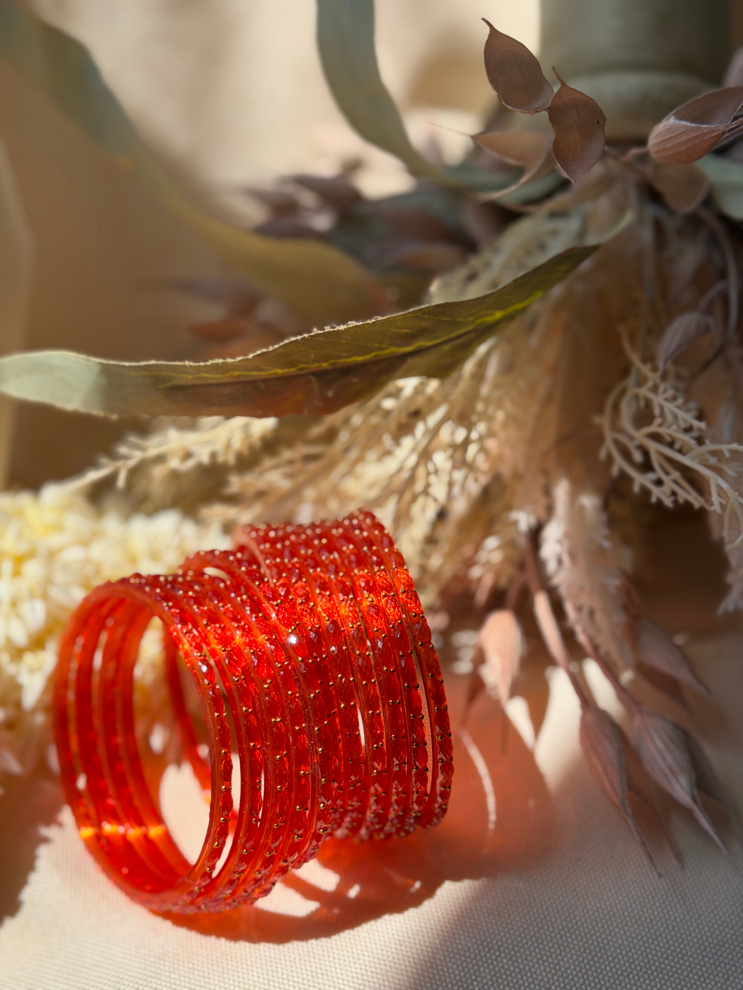 Raindrop Glass Bangle- Burnt Orange