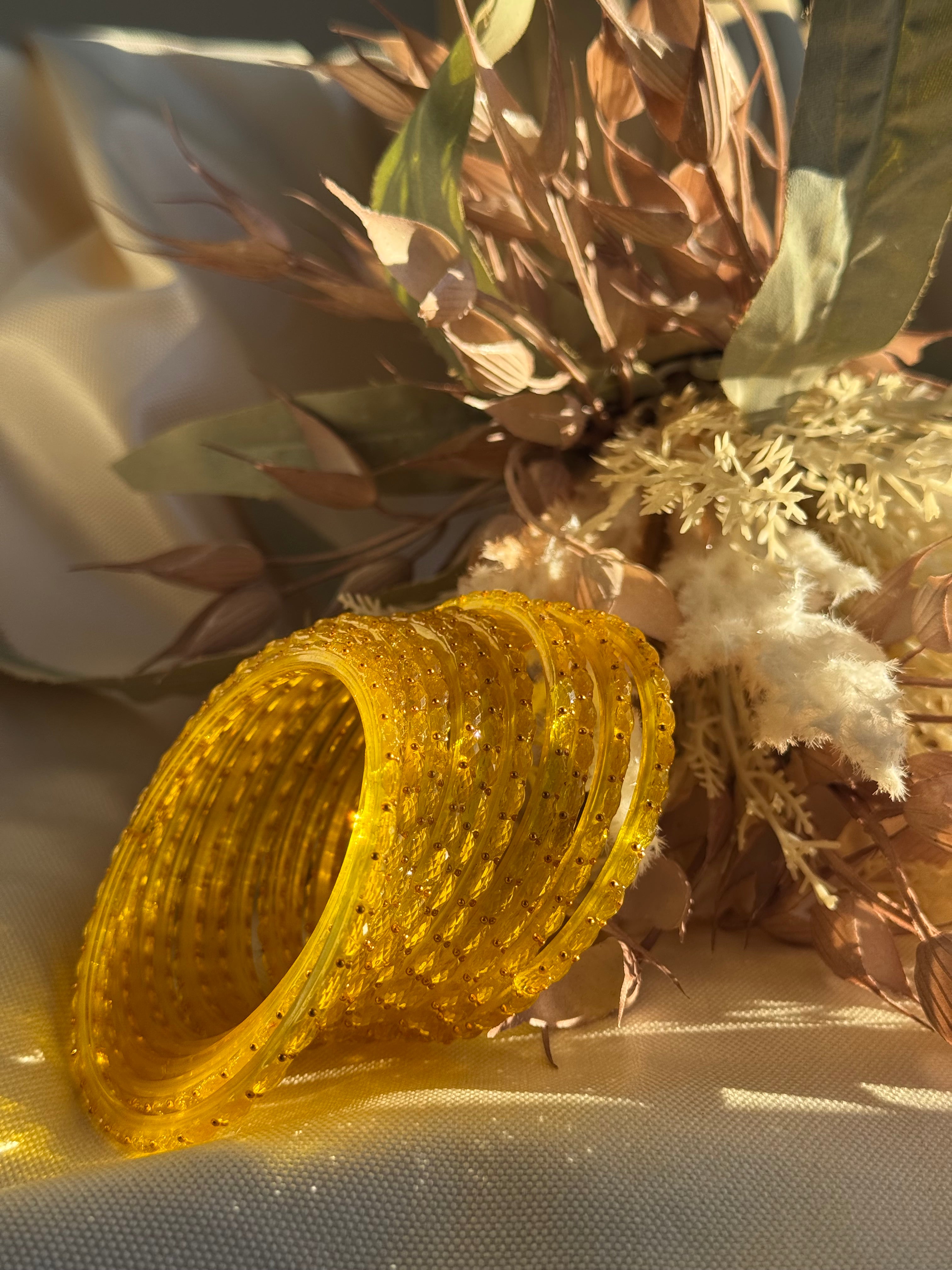 Raindrop Glass Bangle- Lemon Yellow