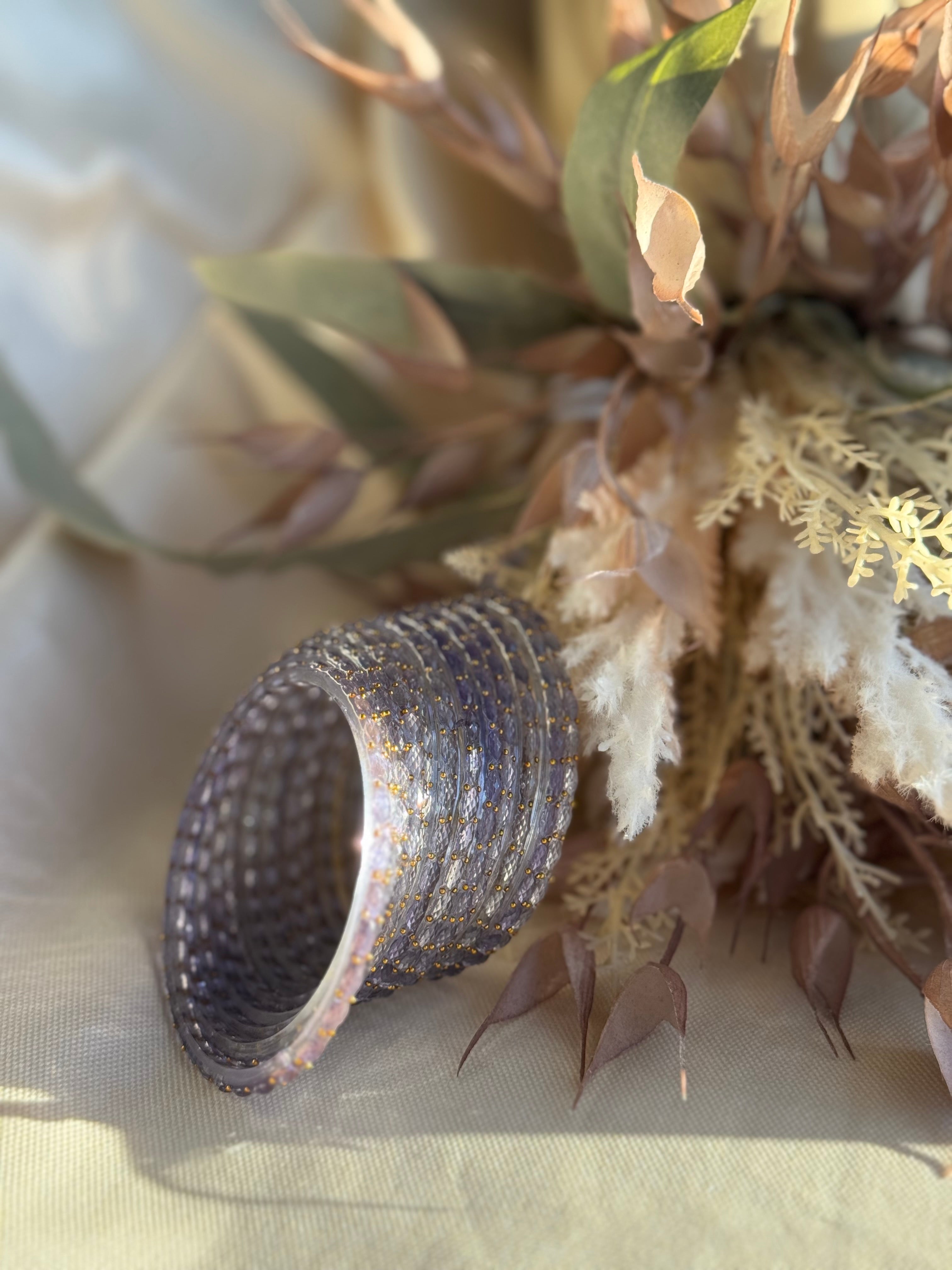 Raindrop Glass Bangle- Light Purple