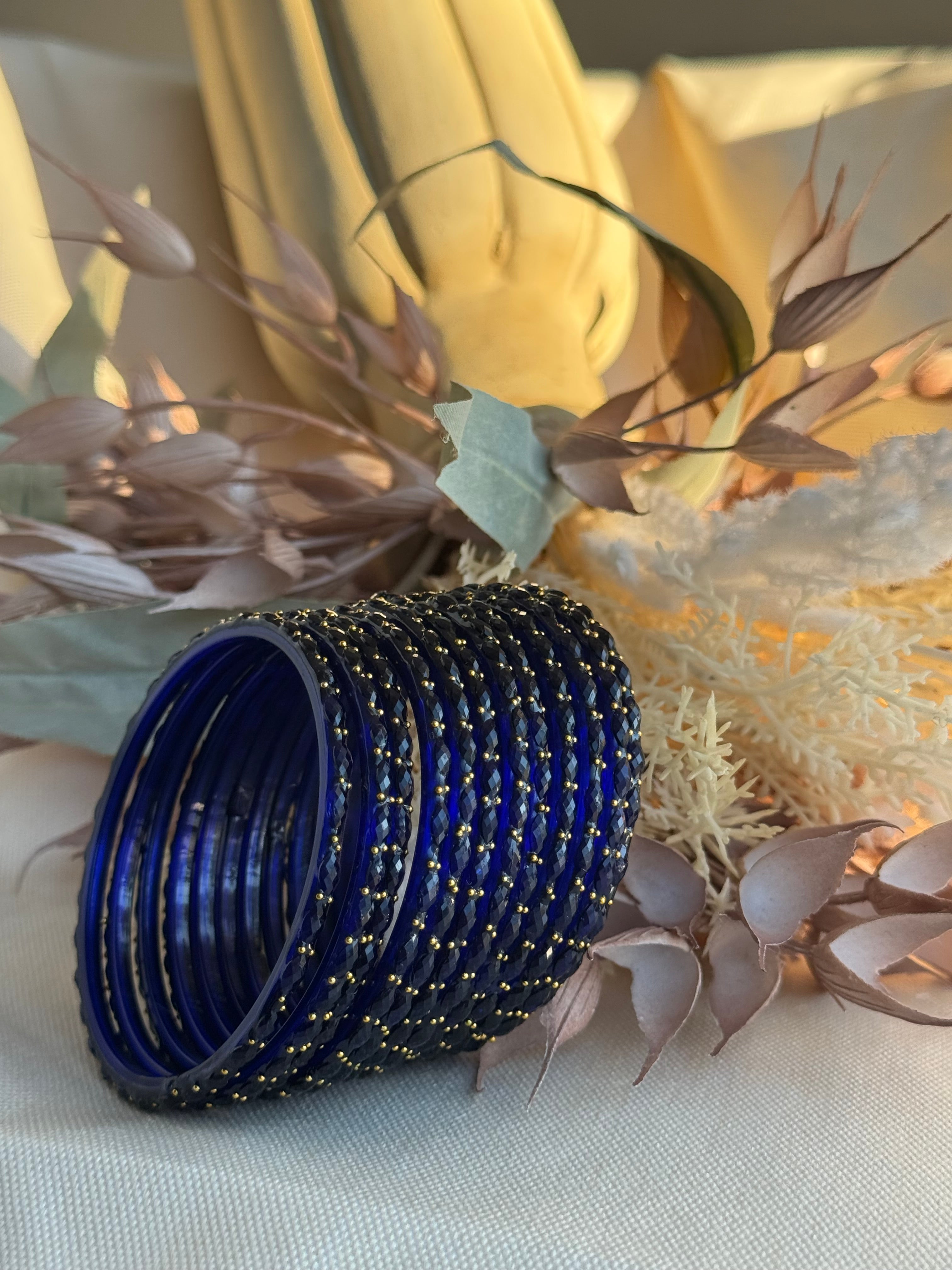 Raindrop Glass Bangle- Royal Blue