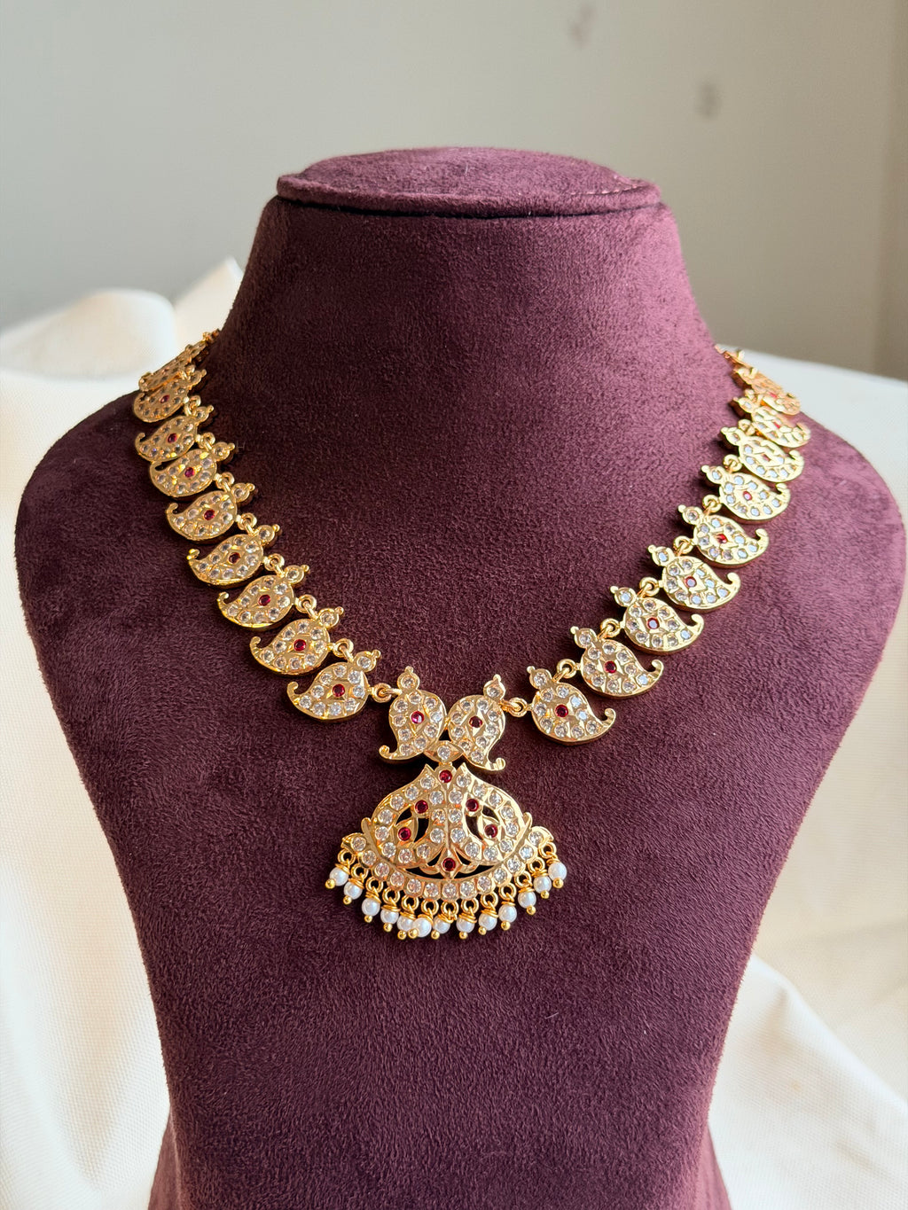 Kala- Impoun White & Pink Attigai with Pearl Beads