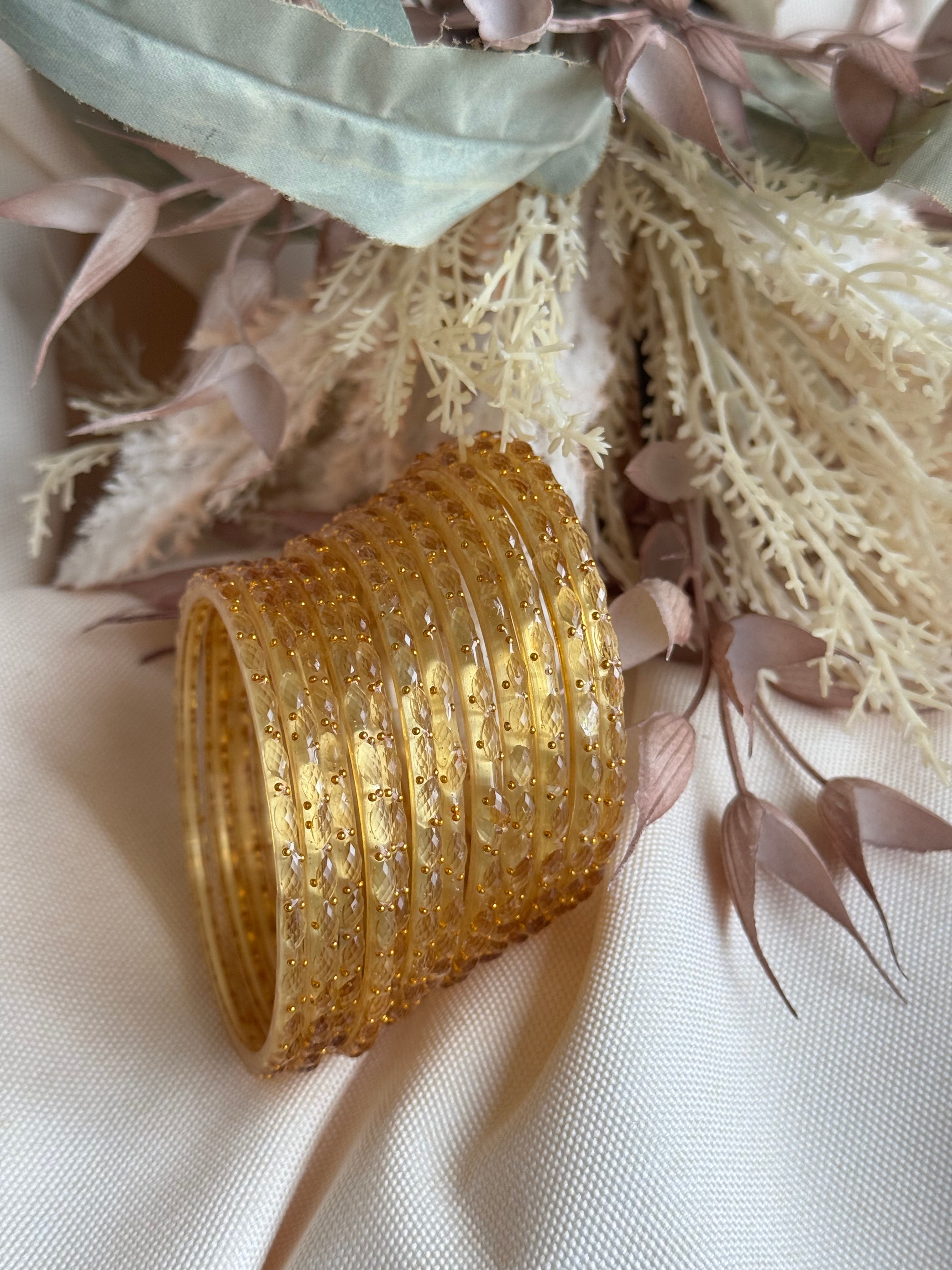 Raindrop Glass Bangle- Gold