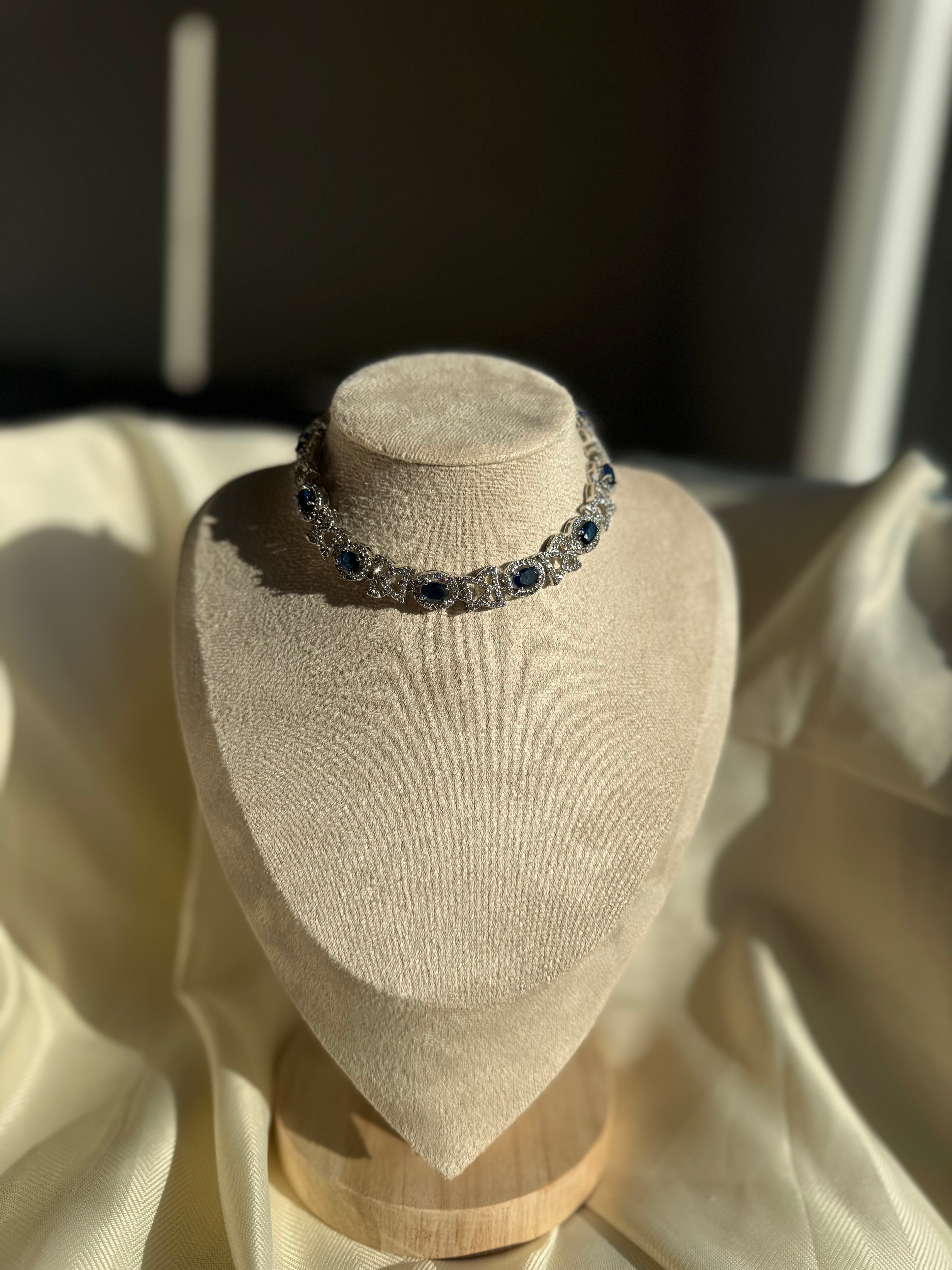 Silver AD Necklace - Blue