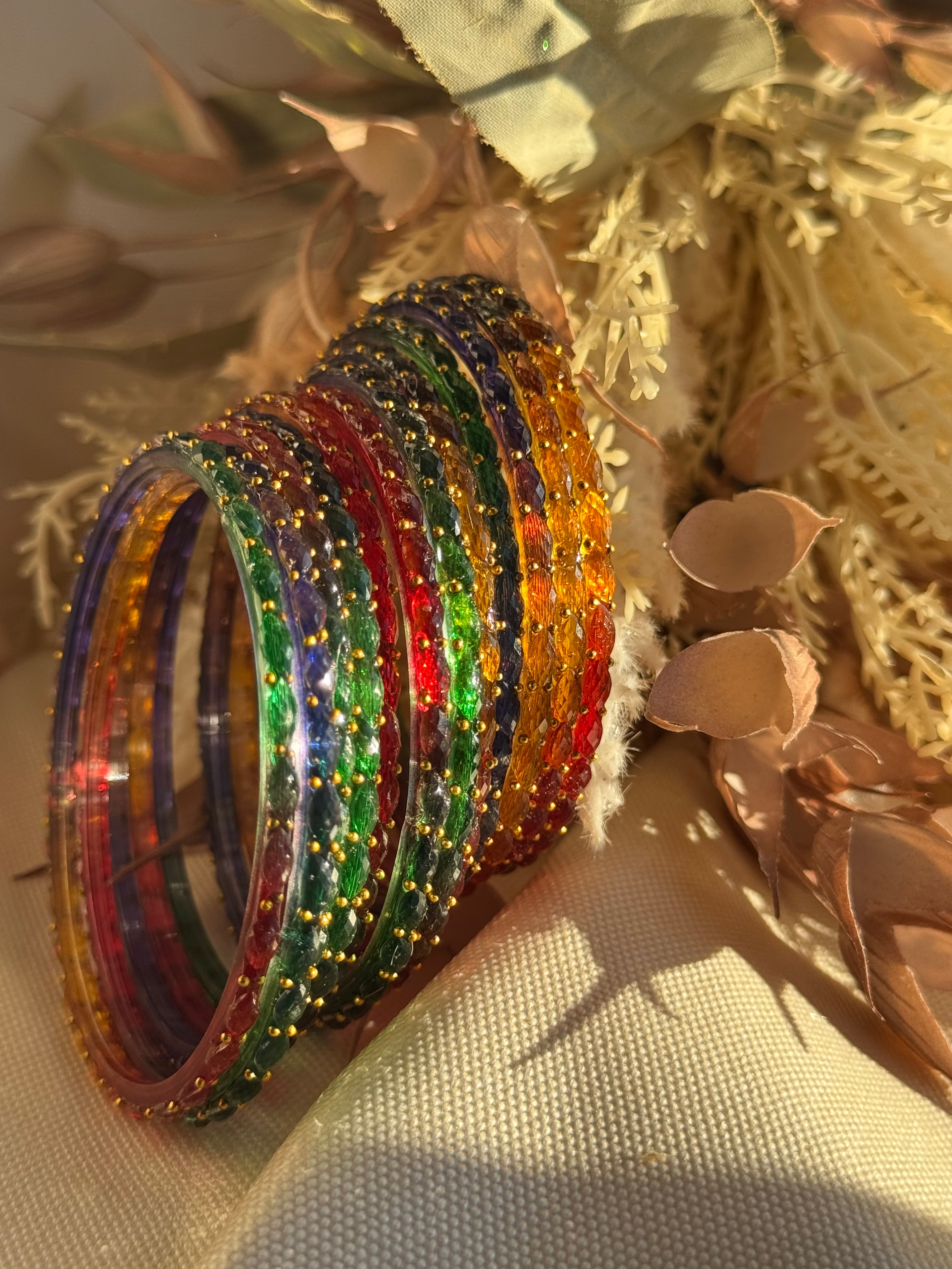 Raindrop Glass Bangle- Multi Colour