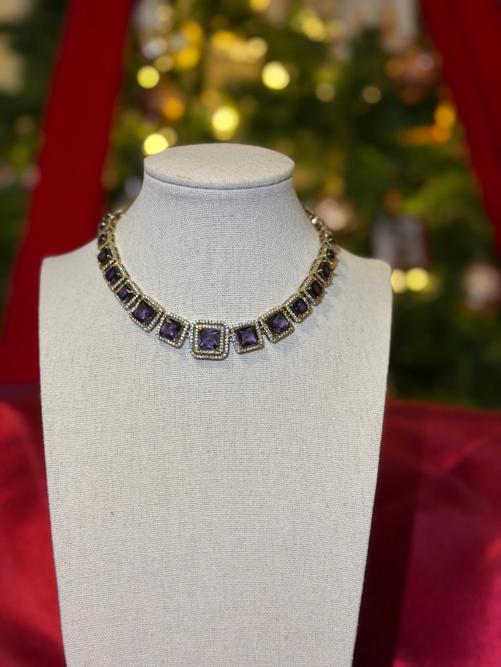 Purple Stone Necklace Set