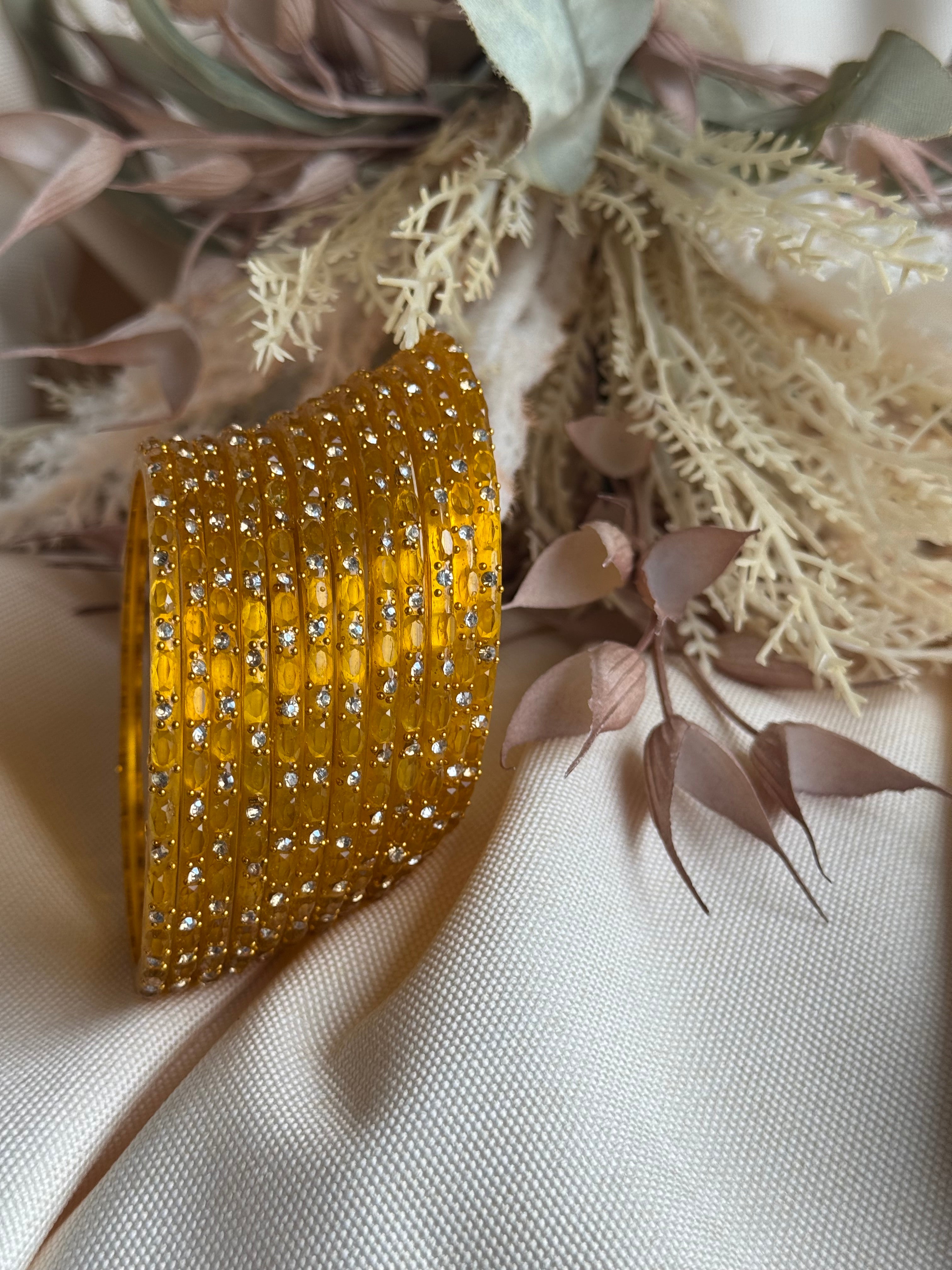Sudar Glass Bangle- Mustard Yellow