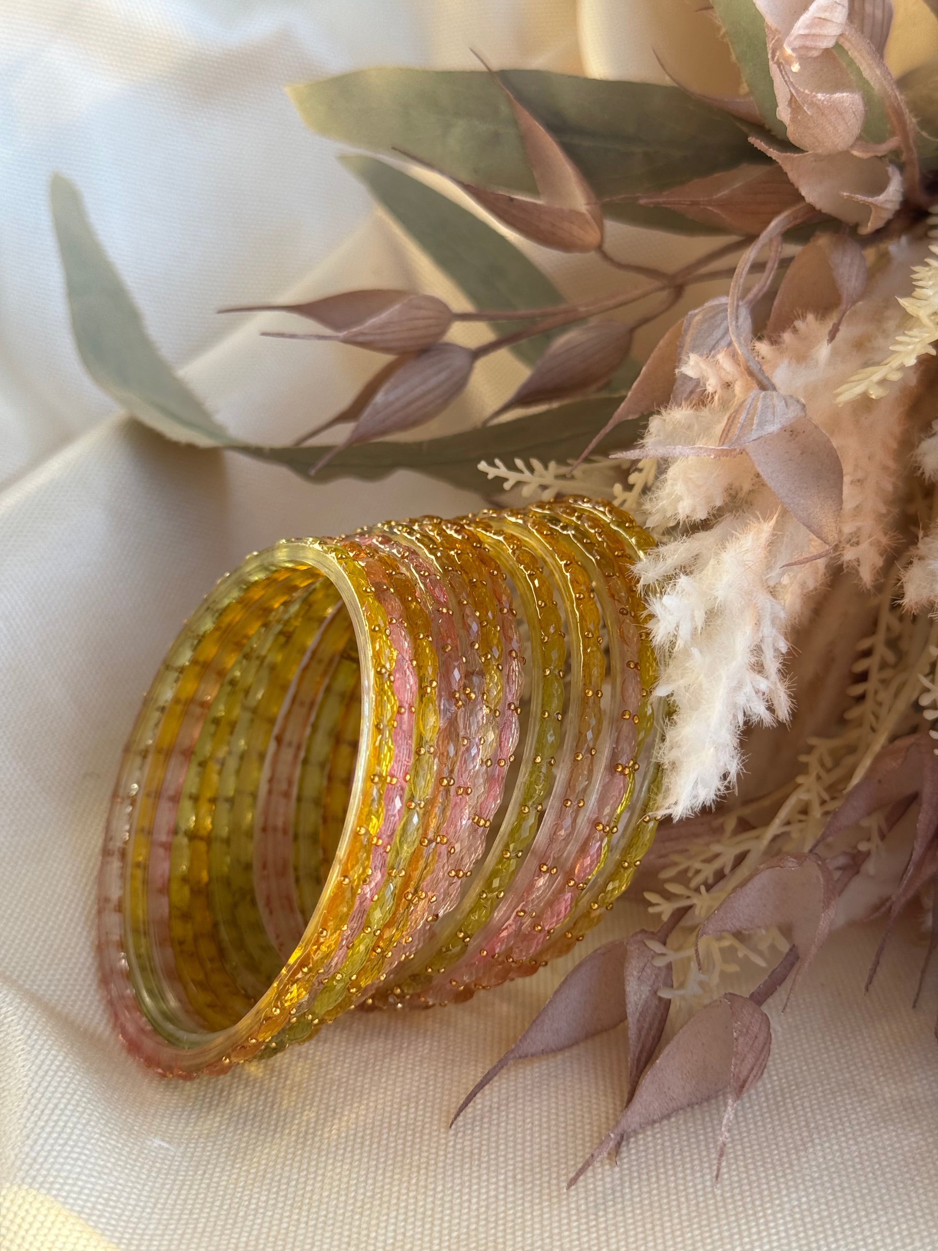 Raindrop Glass Bangle-Light Multi Shade