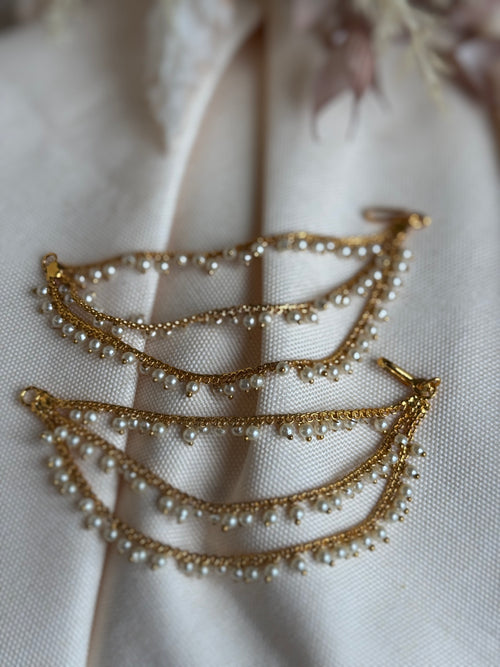 3 Layered Pearl Maatil /Ear Chain