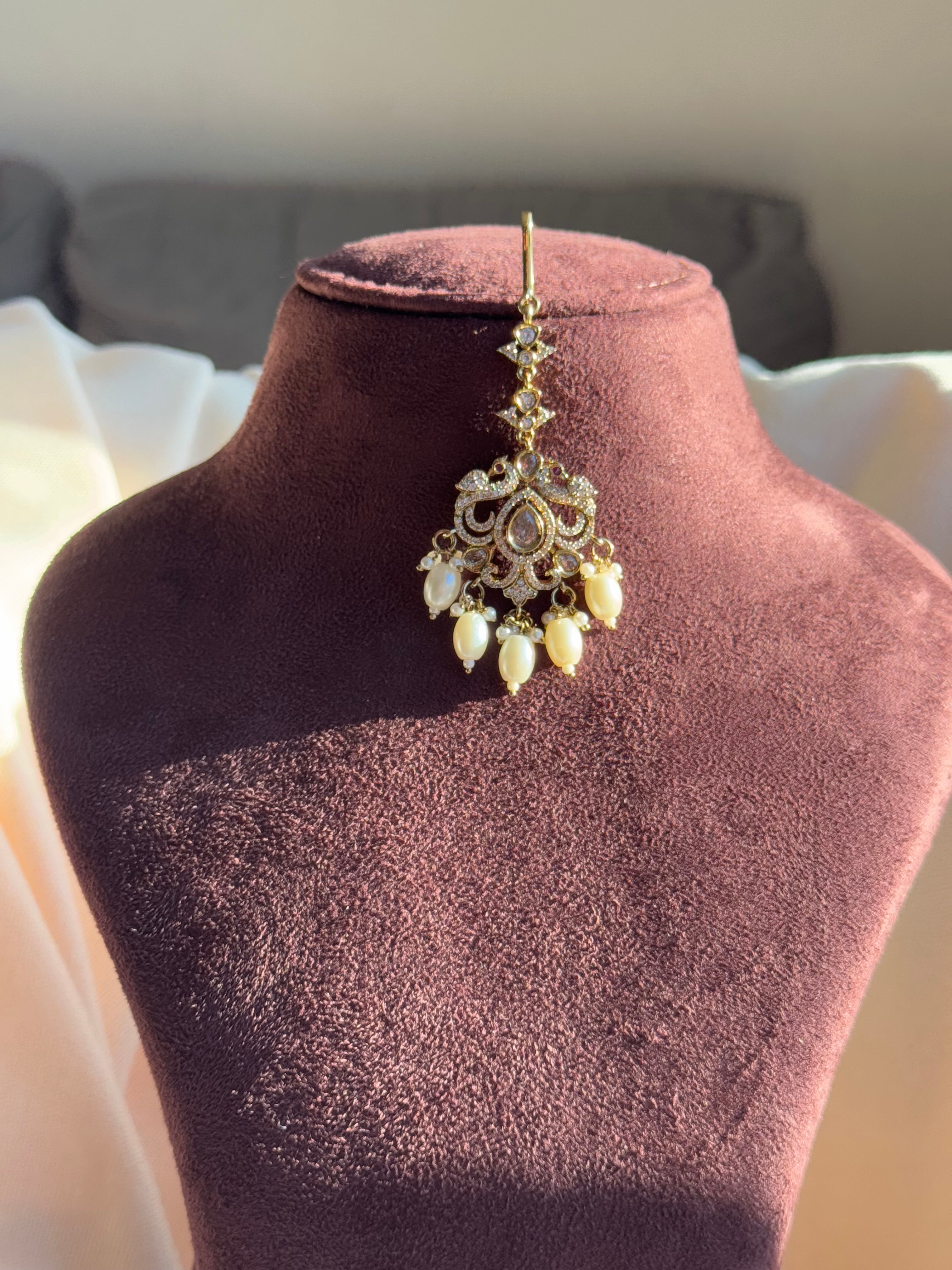 Victorian Tikka with Diamond with Pearls and Stones