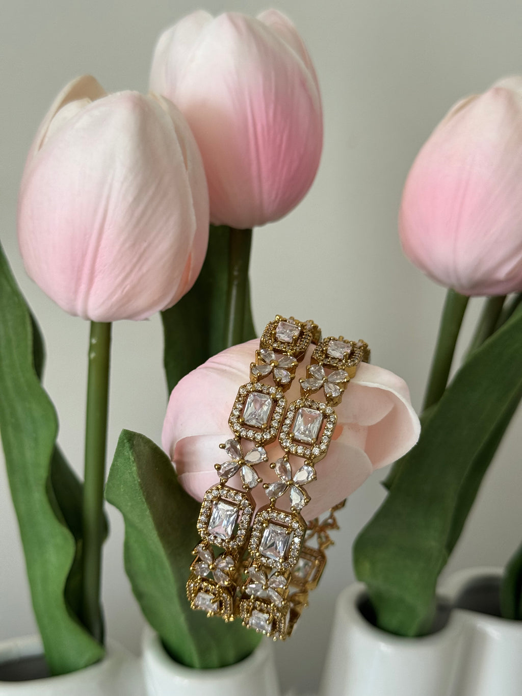 Victorian AD Stone Bangles – White