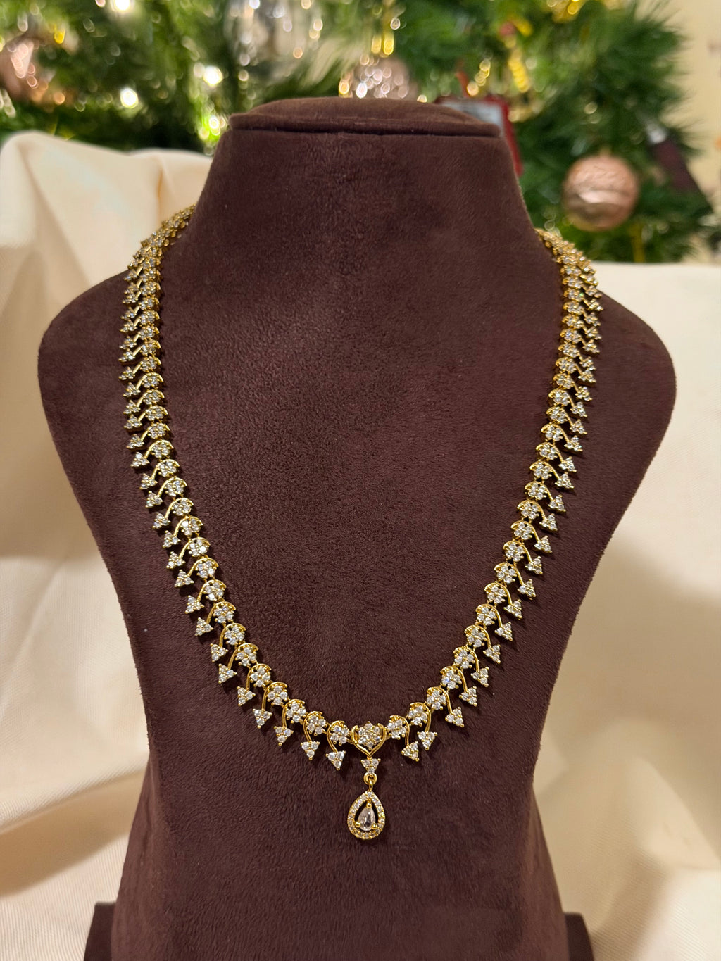 AD Diamond Long Necklace Set