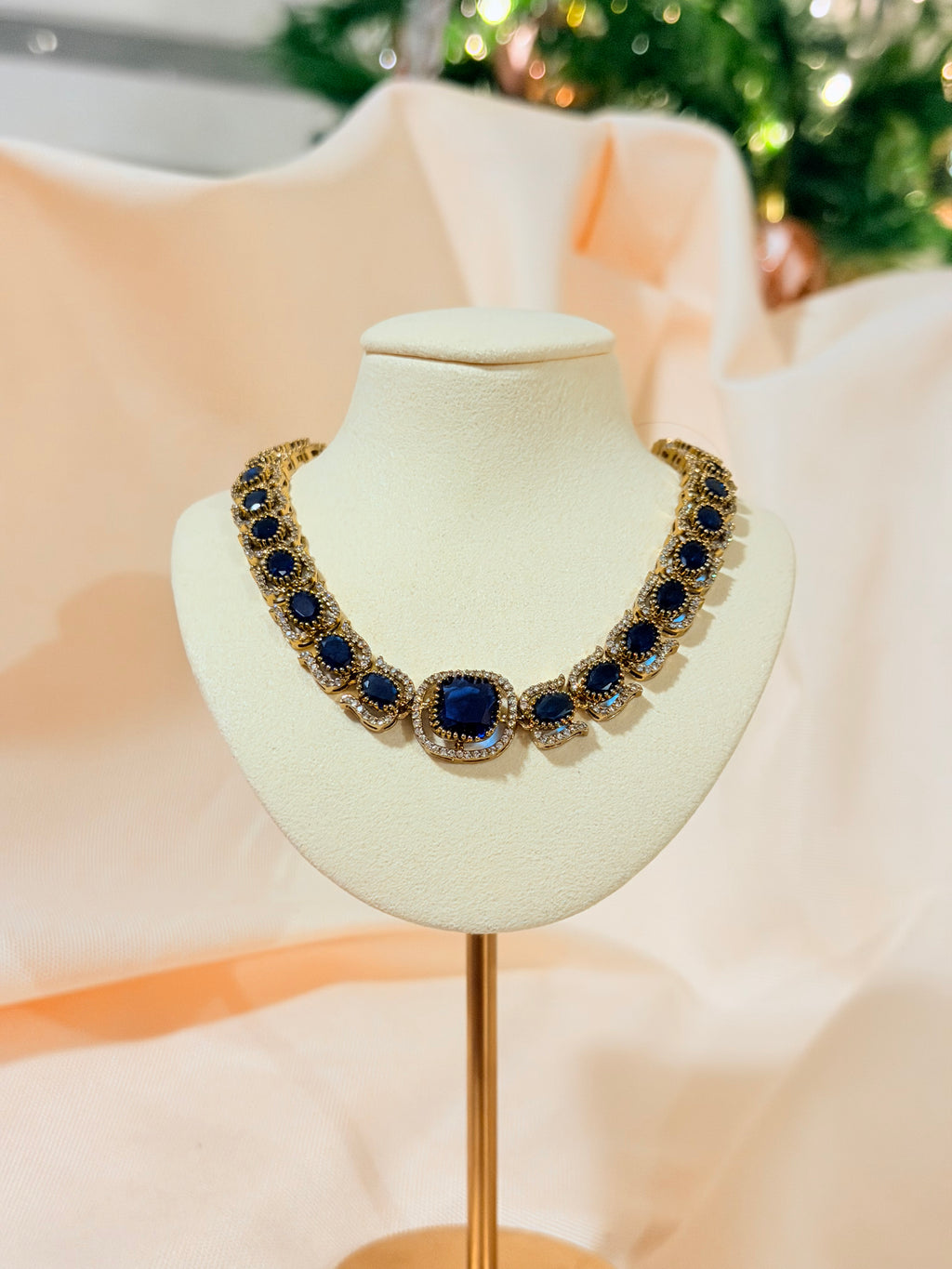 Ashvi- Navy Blue Stone Necklace set
