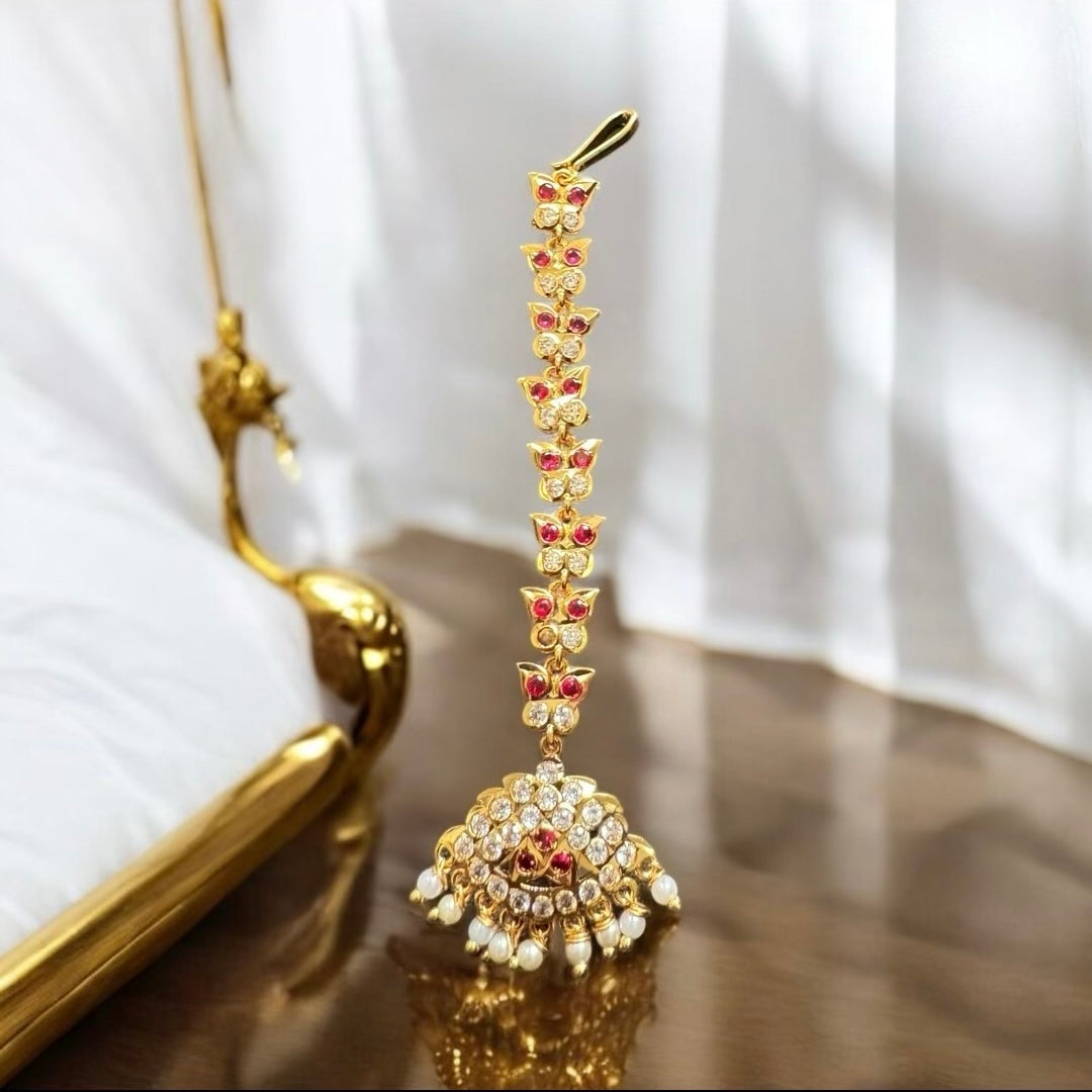 Impoun Pink Stone with Pearl Beads Tikka/Netti Chutti