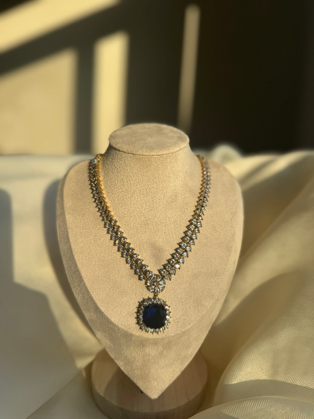 AD Short Necklace Set- Navy Blue