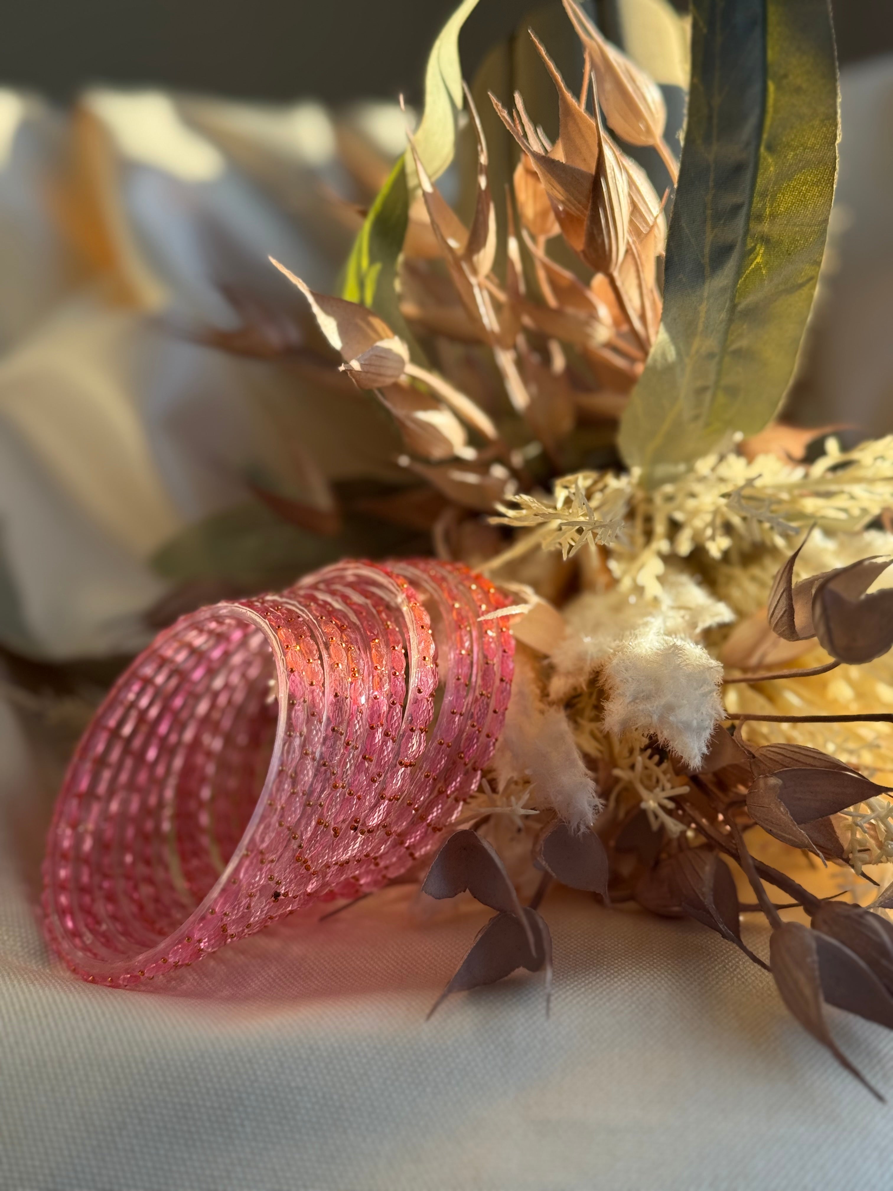 Raindrop Glass Bangle- Rose Pink