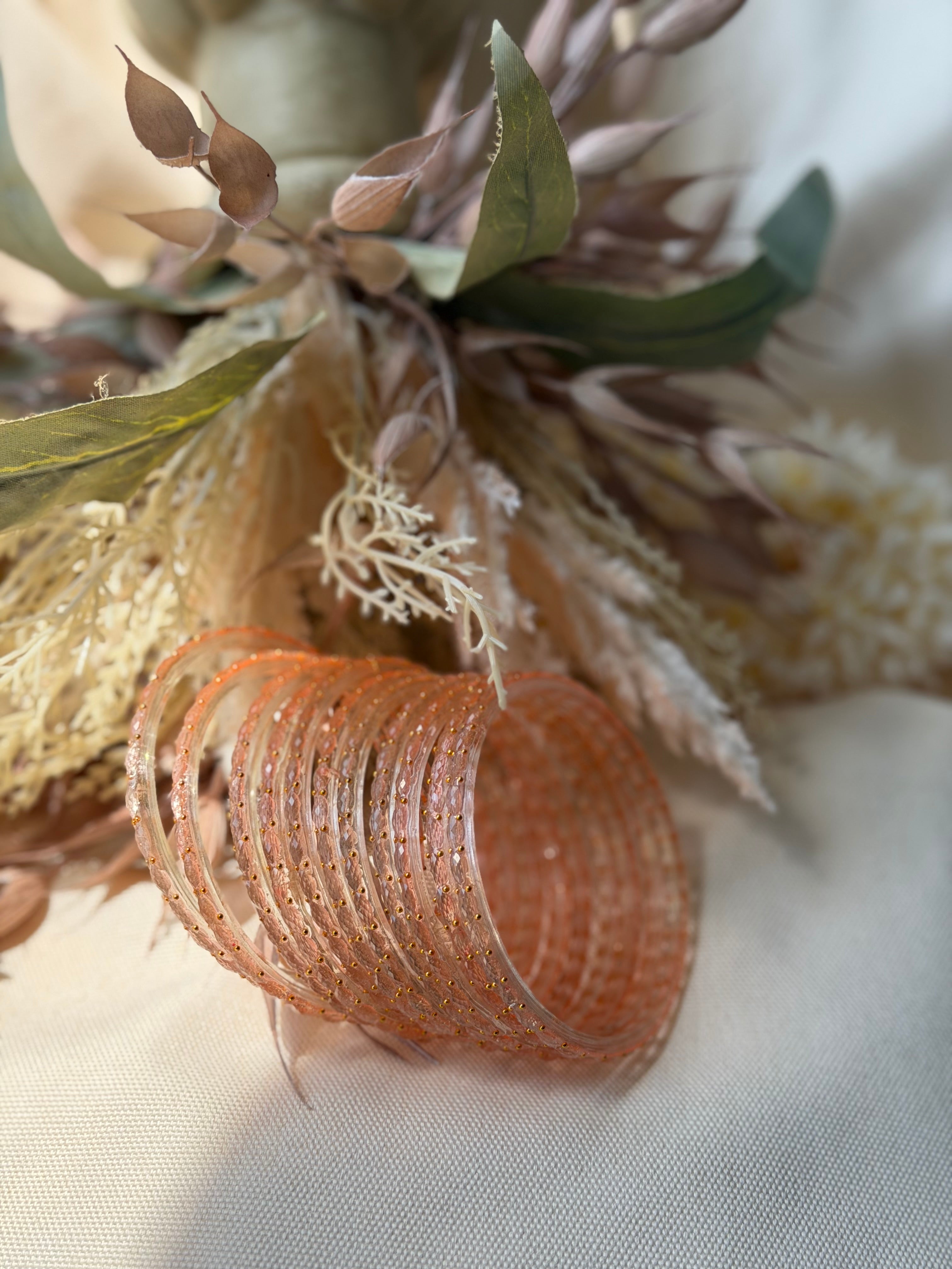 Raindrop Glass Bangle- pinkish-orange colour
