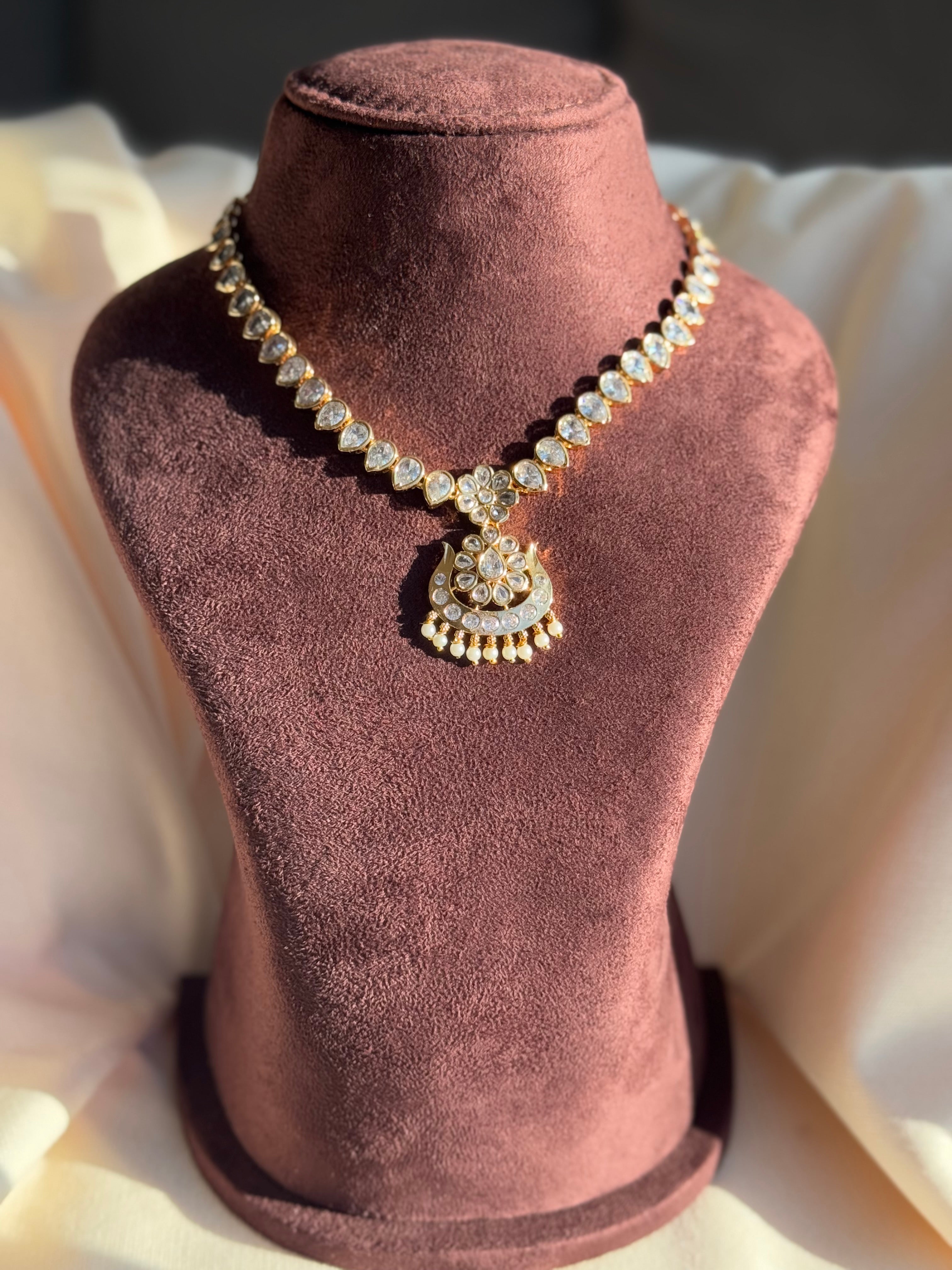 Stone Attigai Set with Earrings